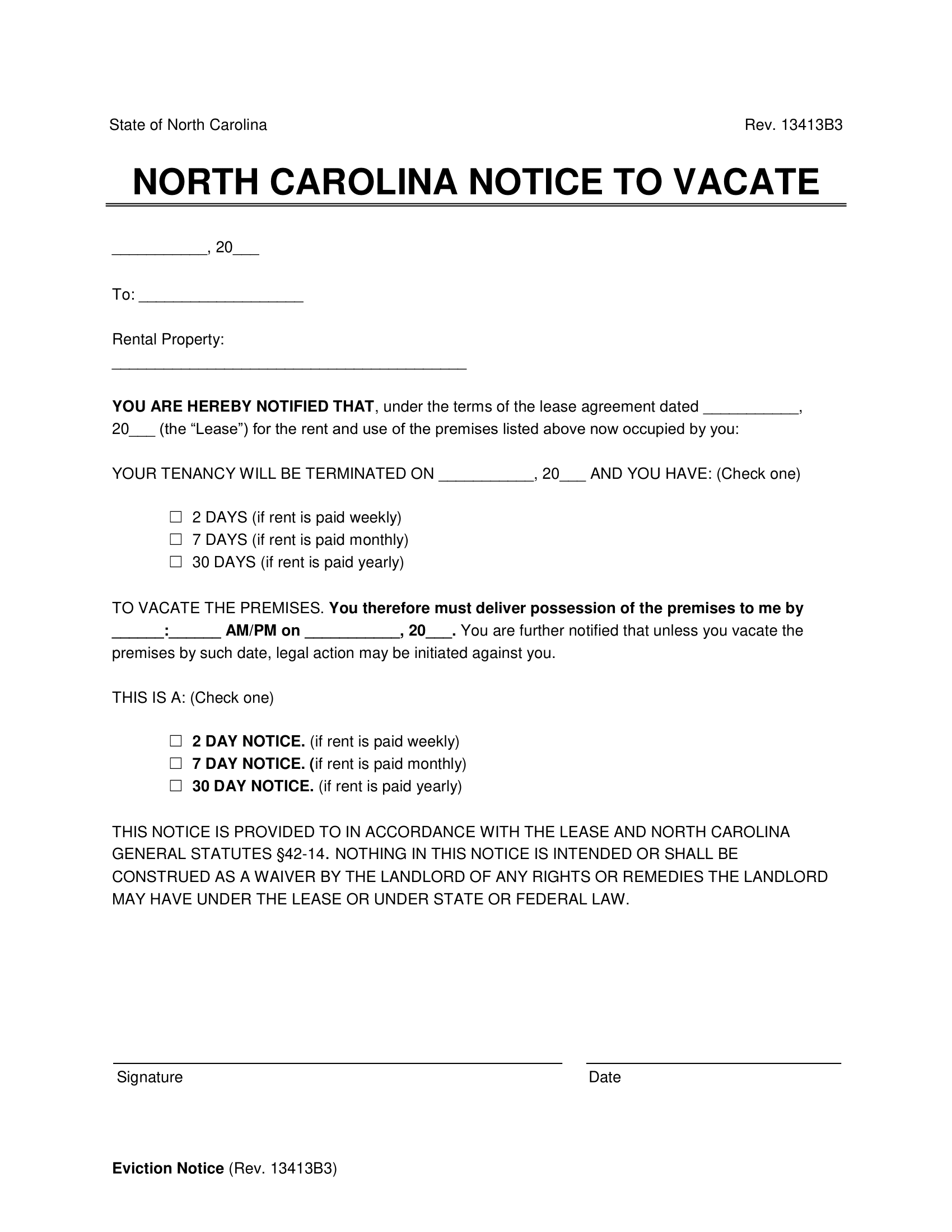 Free North Carolina Lease Termination Letters PDF Word