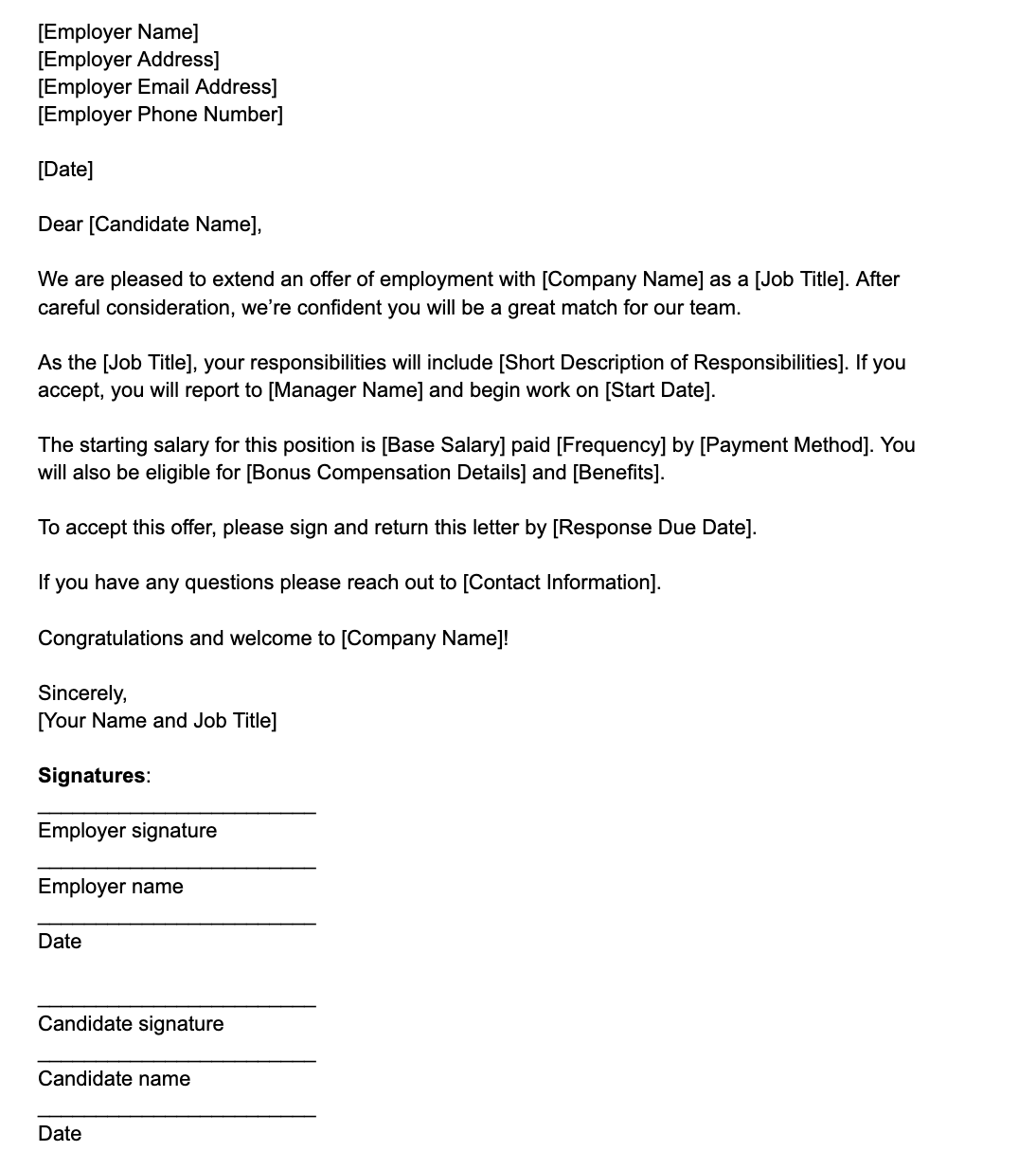 Free Offer Letter Template Template For Word Google Docs HubSpot