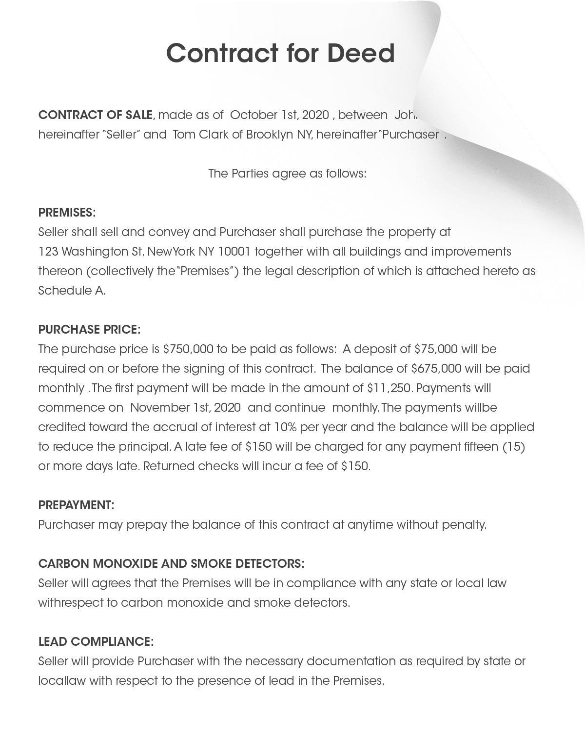 Free Online Contract For Deed Template Generator Form Pros Free Online Contract For Deed Template Generator Form Pros