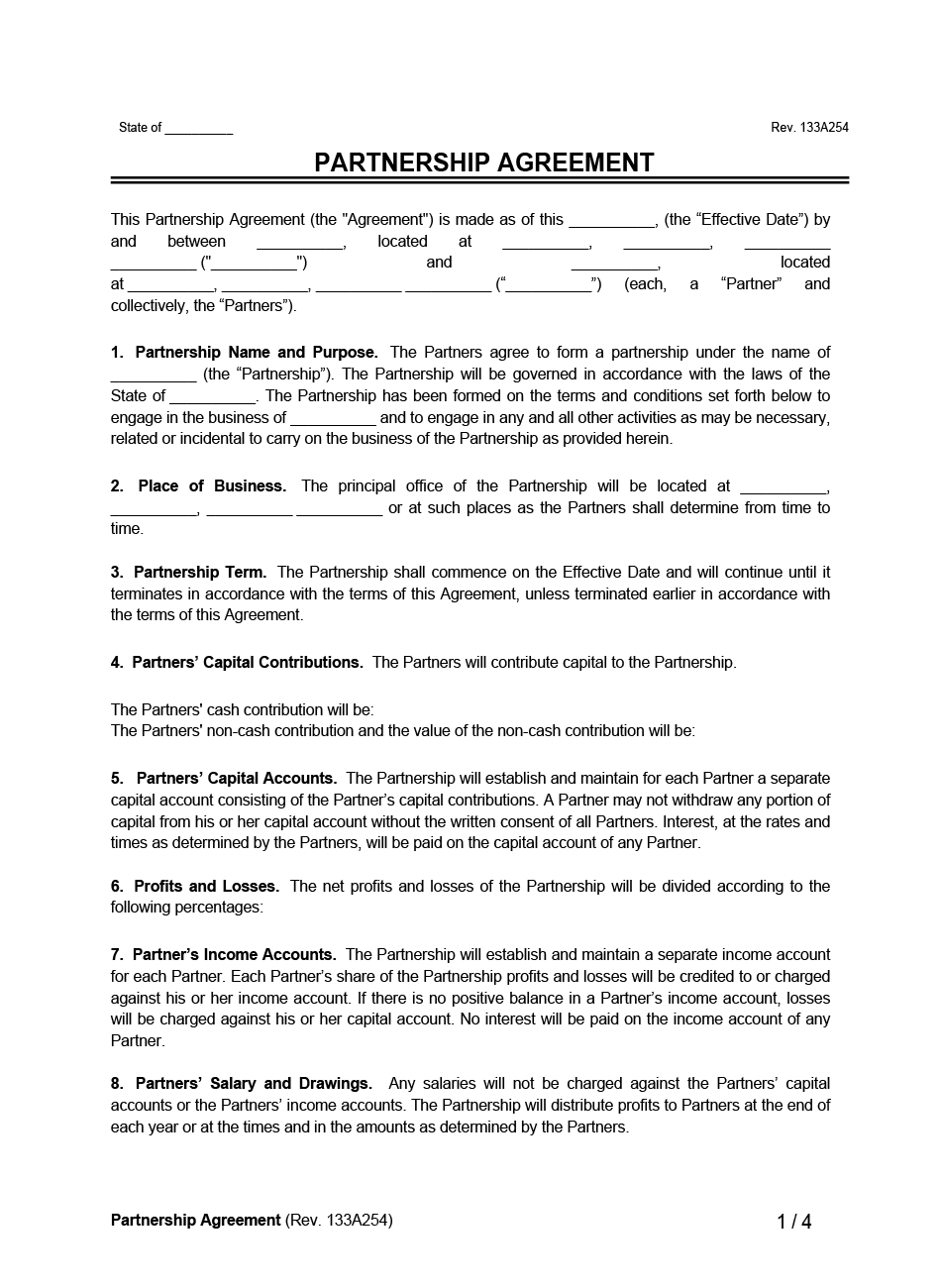Free Partnership Agreement Template PDF Word Free Partnership Agreement Template PDF Word