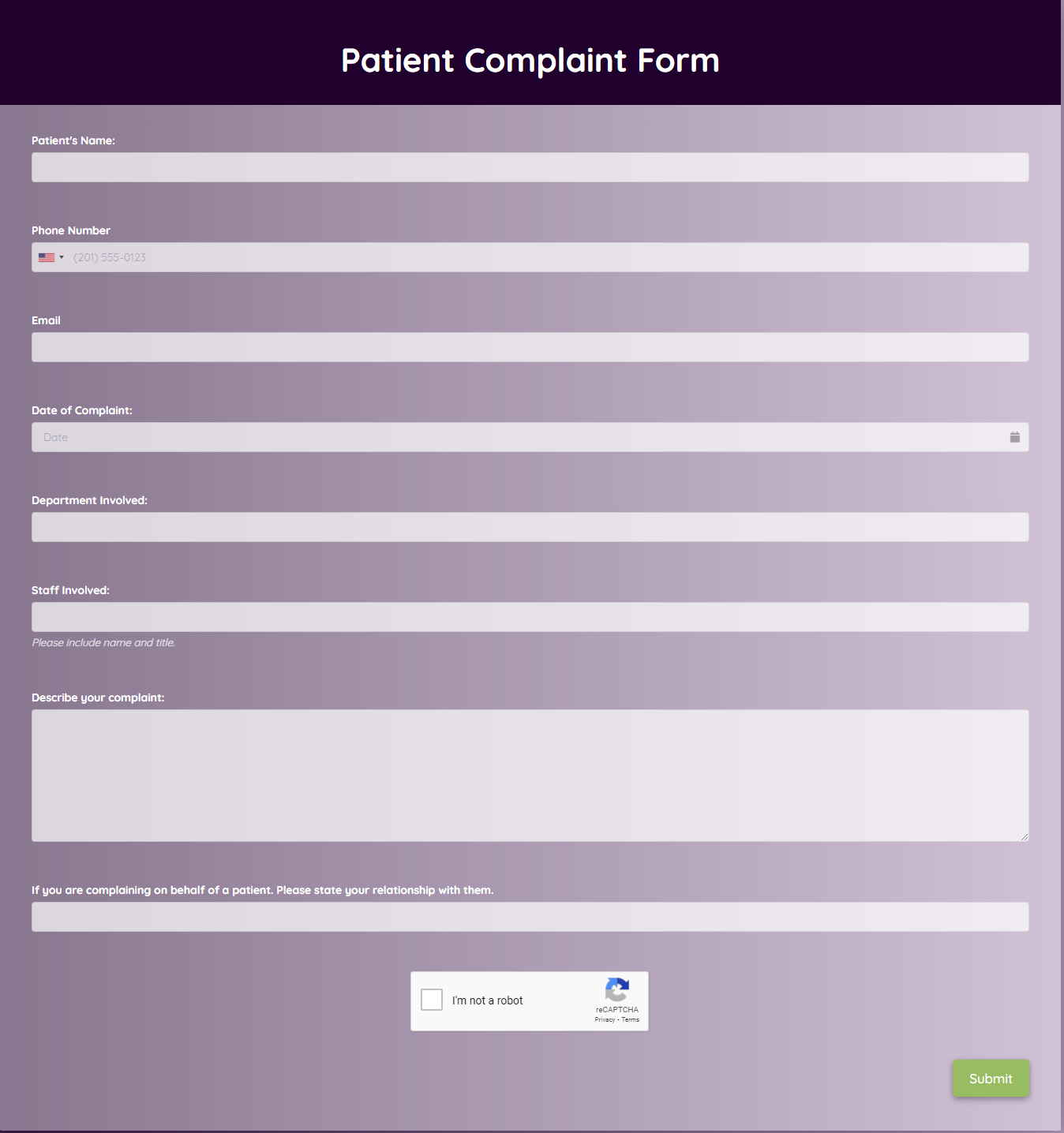 Free Patient Complaint Form Template Formplus Free Patient Complaint Form Template Formplus