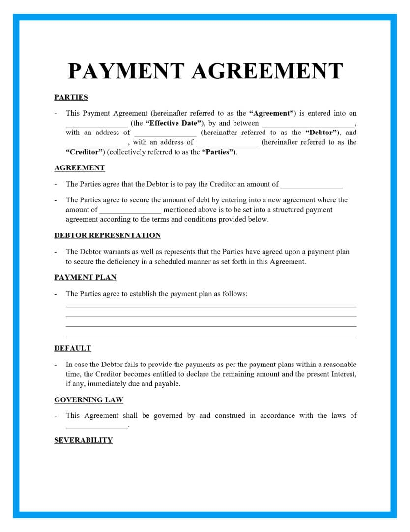 Free Payment Agreement Template Free Payment Agreement Template