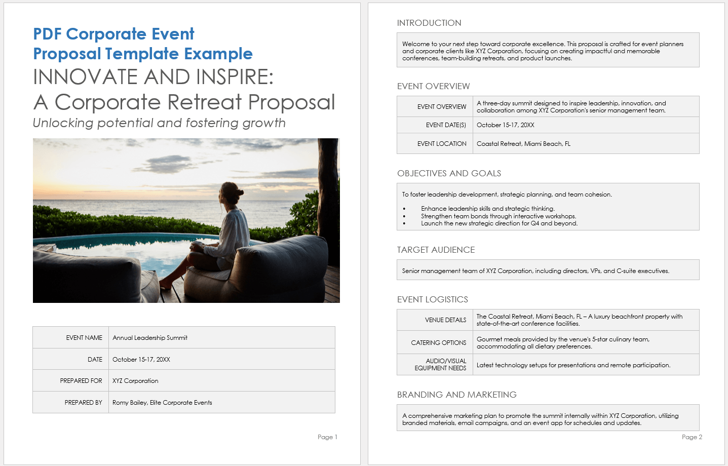 Free PDF Event Proposal Templates Forms Samples