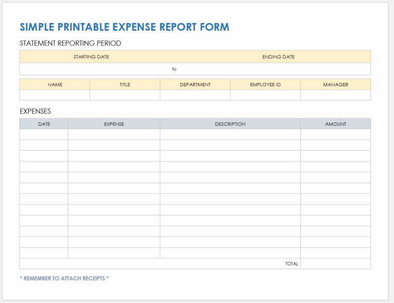 Free PDF Expense Report Templates And Forms Smartsheet