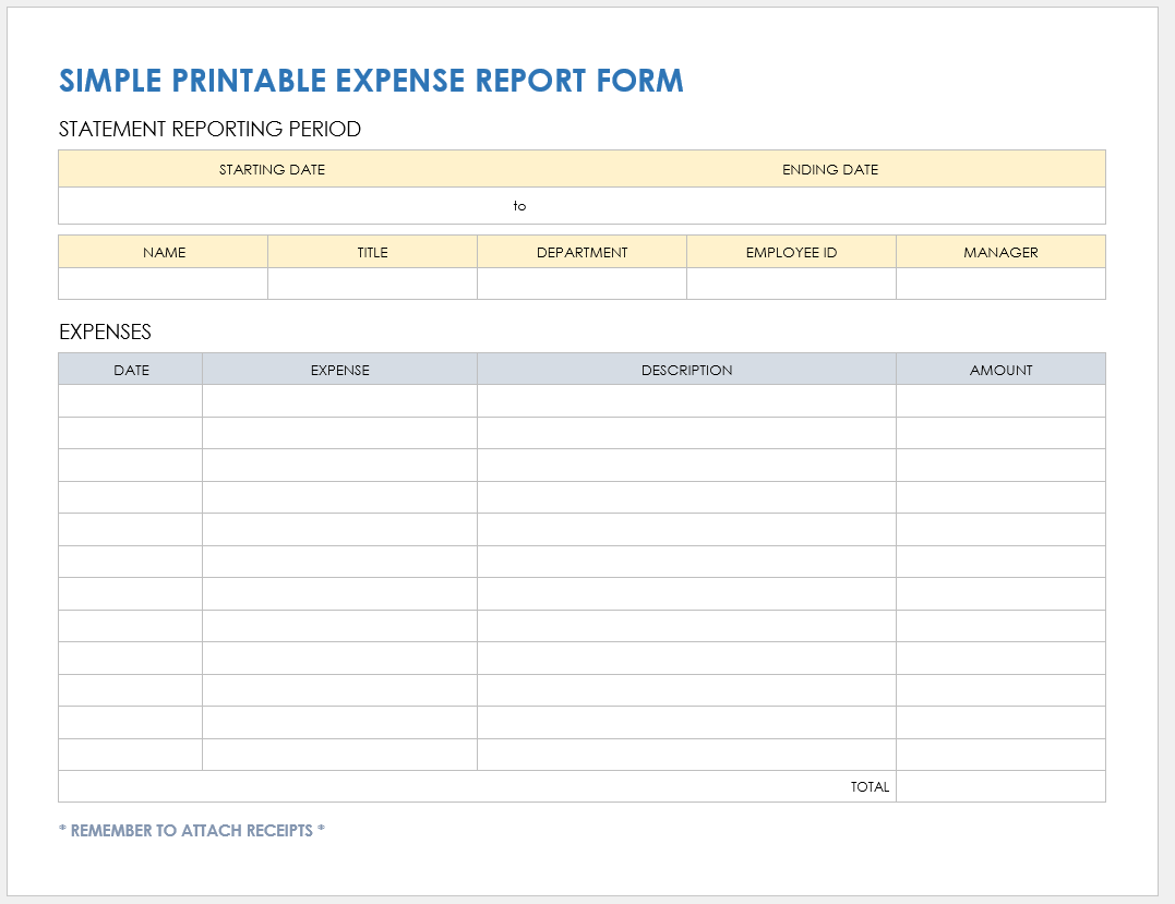 Free PDF Expense Report Templates And Forms Smartsheet Free PDF Expense Report Templates And Forms Smartsheet