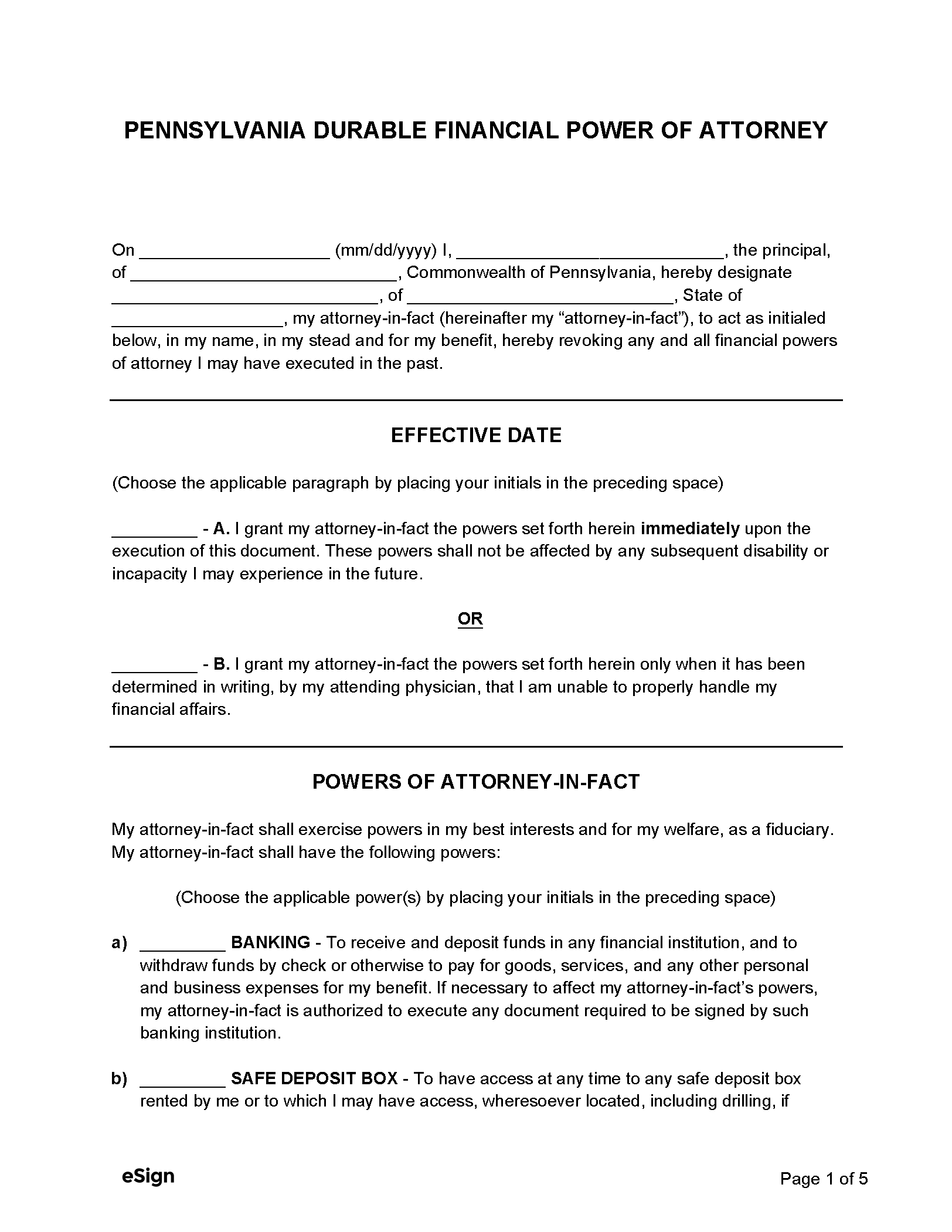 Free Pennsylvania Power Of Attorney Forms 10 PDF Word Free Pennsylvania Power Of Attorney Forms 10 PDF Word