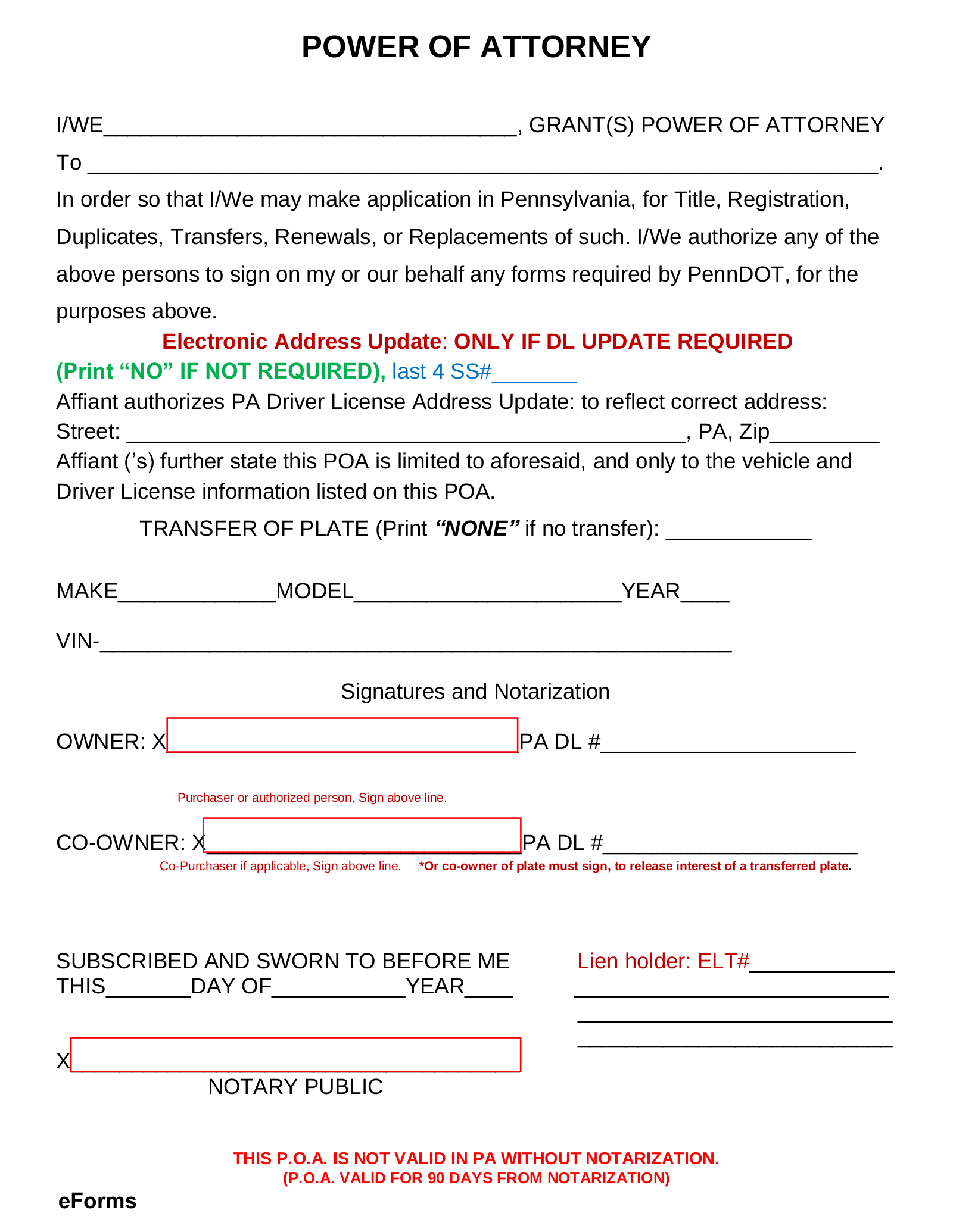 Free Pennsylvania Power Of Attorney Forms 9 Types PDF Word EForms