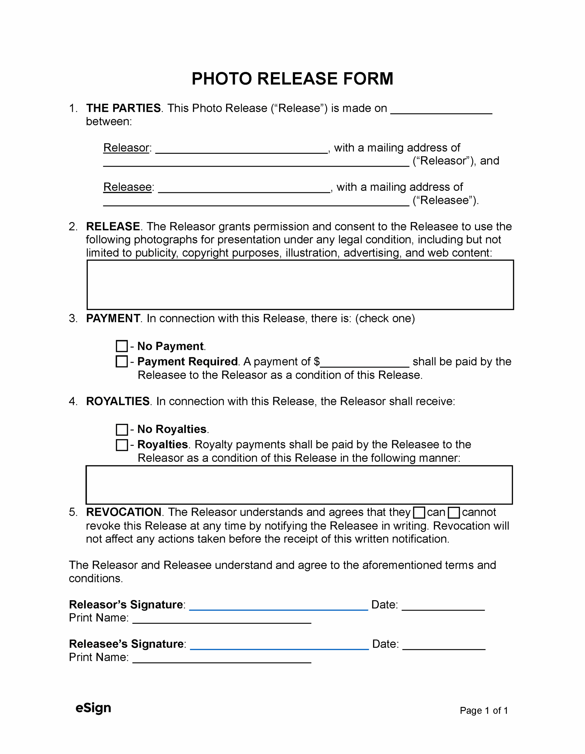 photo release forms