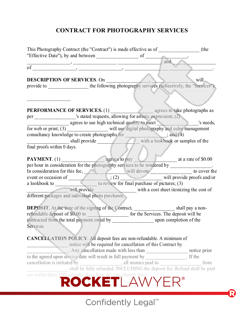 Free Photography Contract Make Sign Download Rocket Lawyer