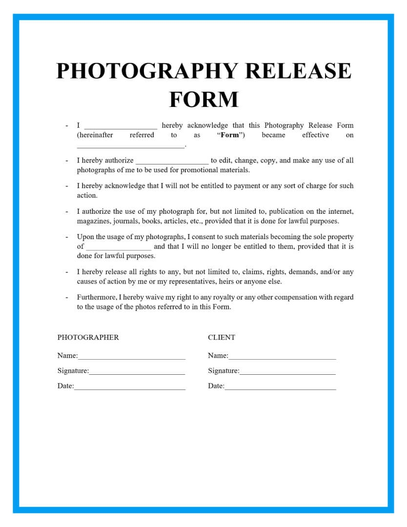 Free Photography Release Form Template Free Photography Release Form Template