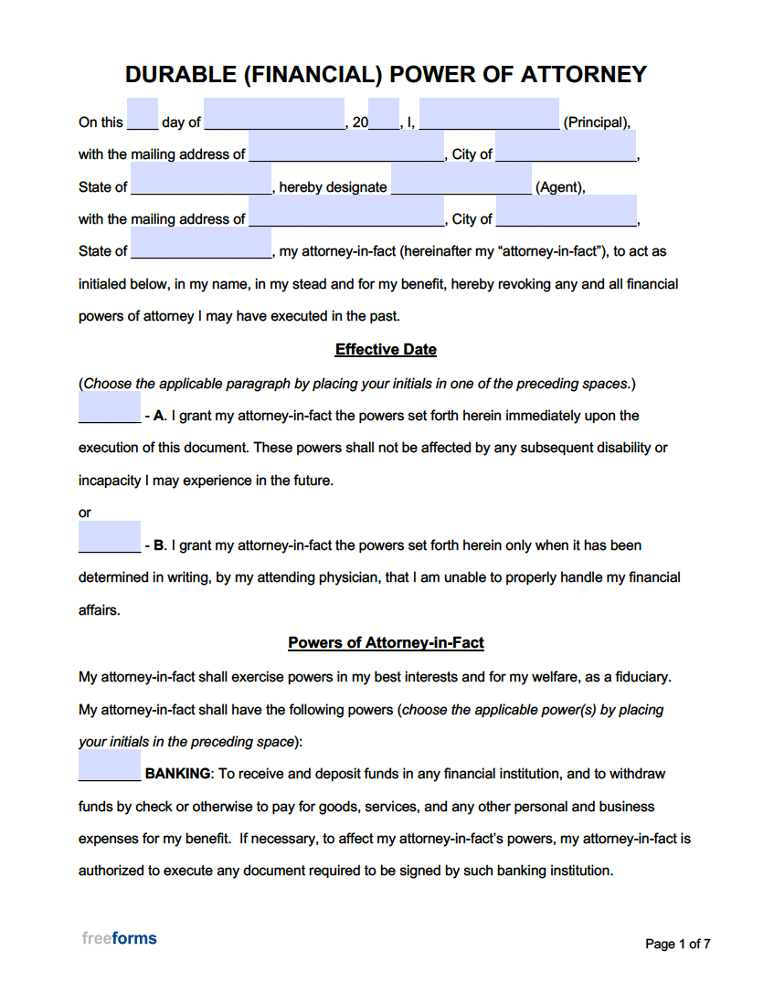 Free Power Of Attorney Forms PDF Word Free Power Of Attorney Forms PDF Word