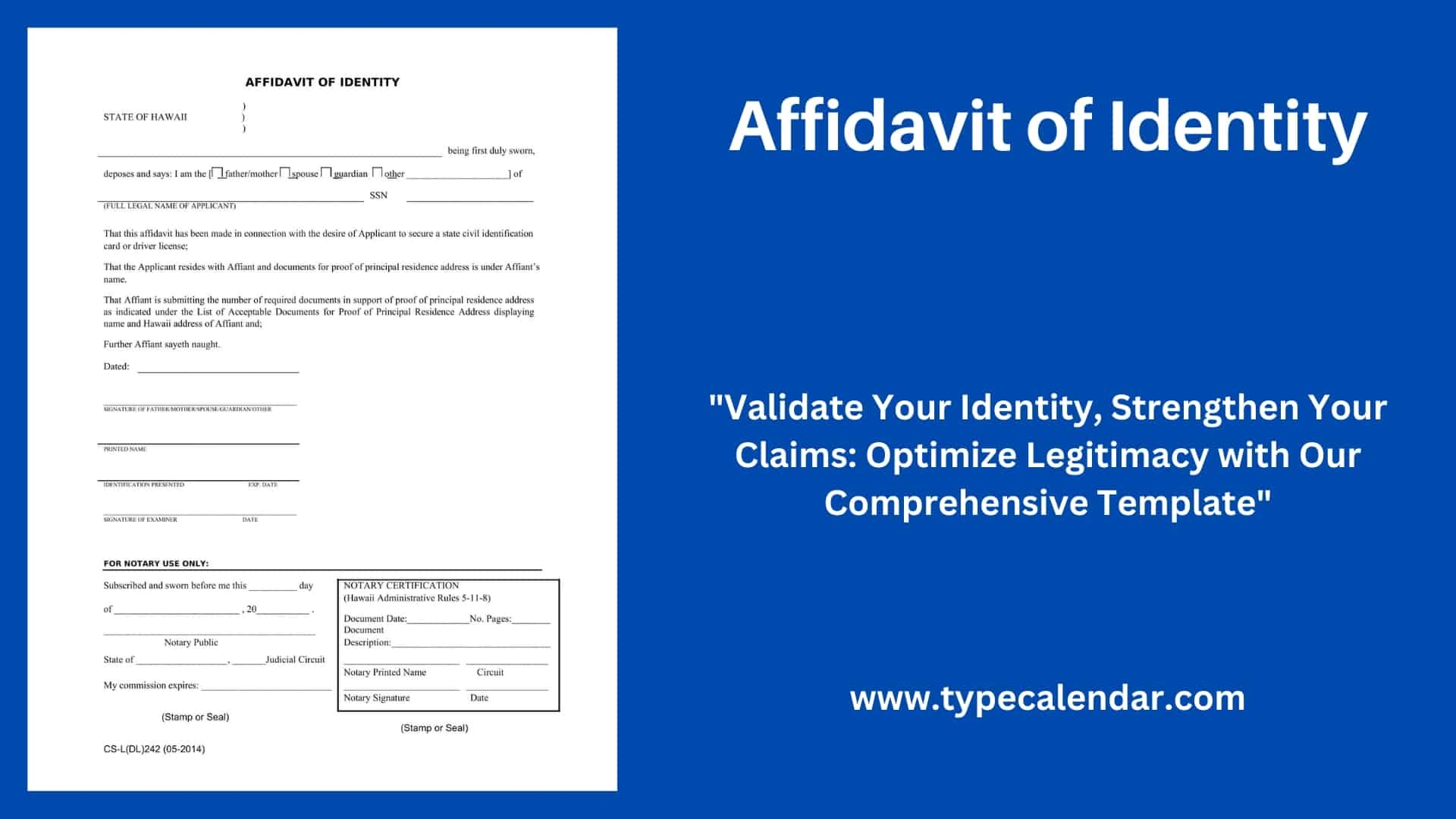 Free Printable Affidavit Of Identity Form Templates PDF Free Printable Affidavit Of Identity Form Templates PDF