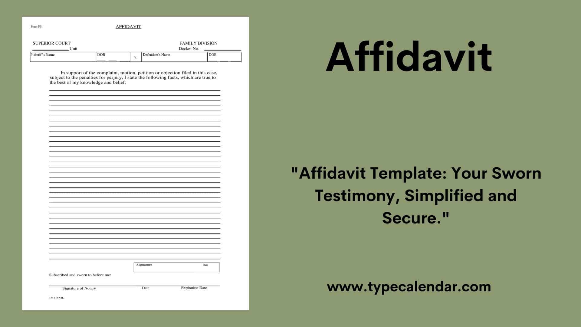 Free Printable Affidavit Templates Word PDF Sample