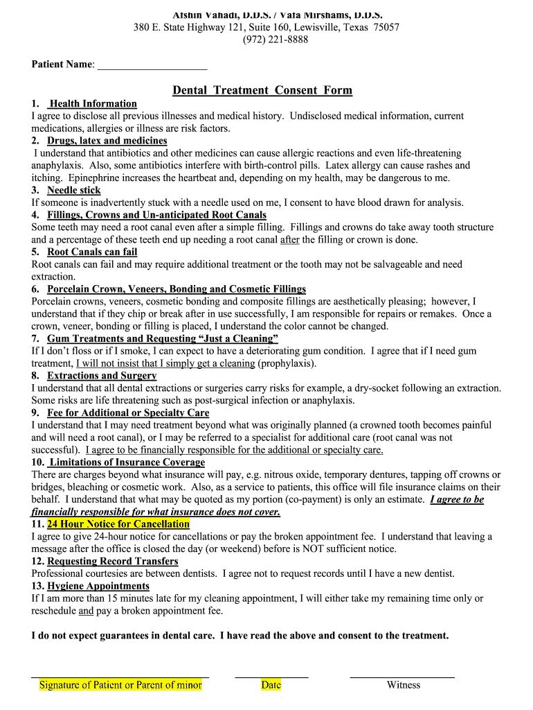 dental consent form