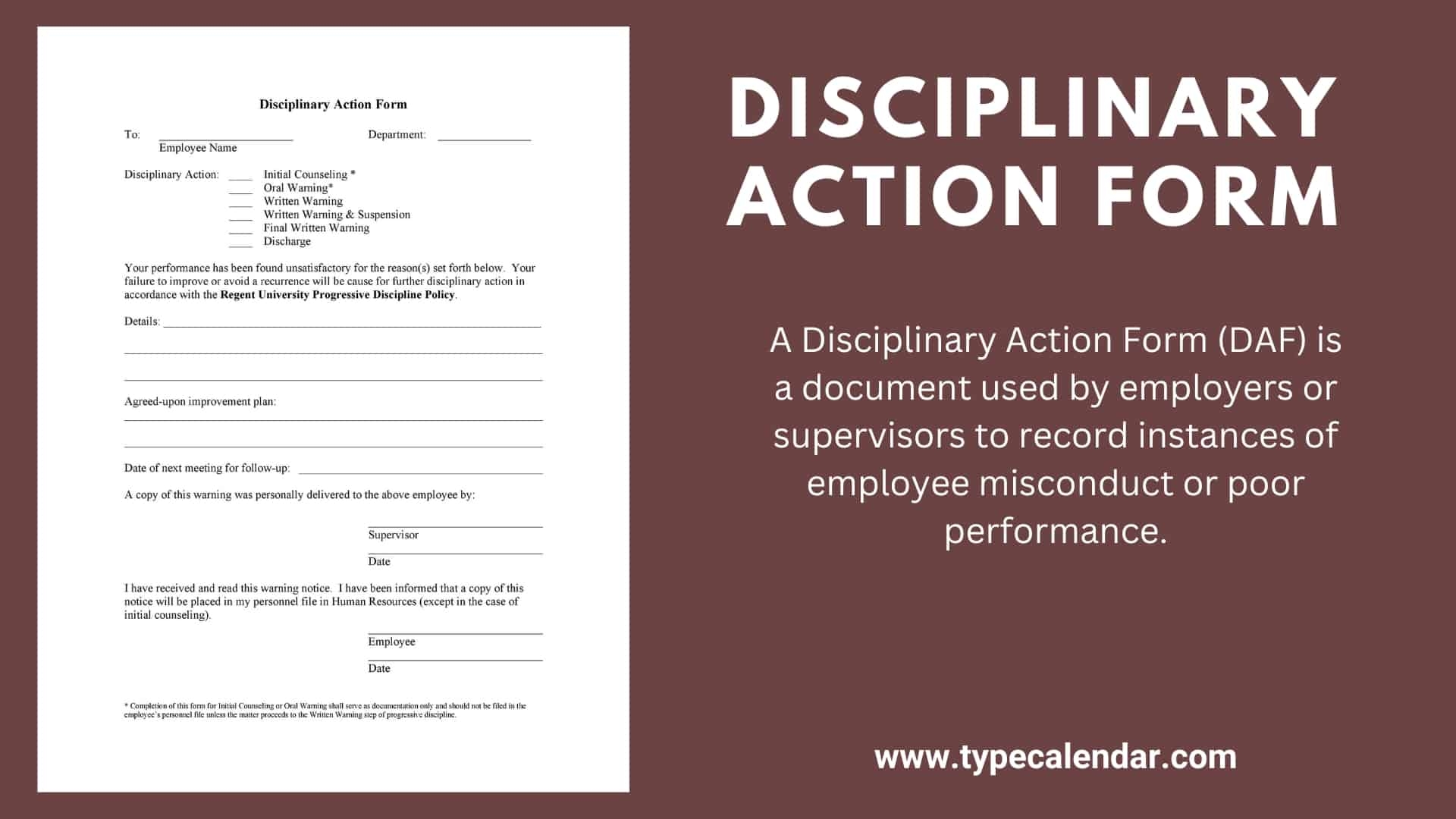Free Printable Disciplinary Action Form Templates Word PDF 