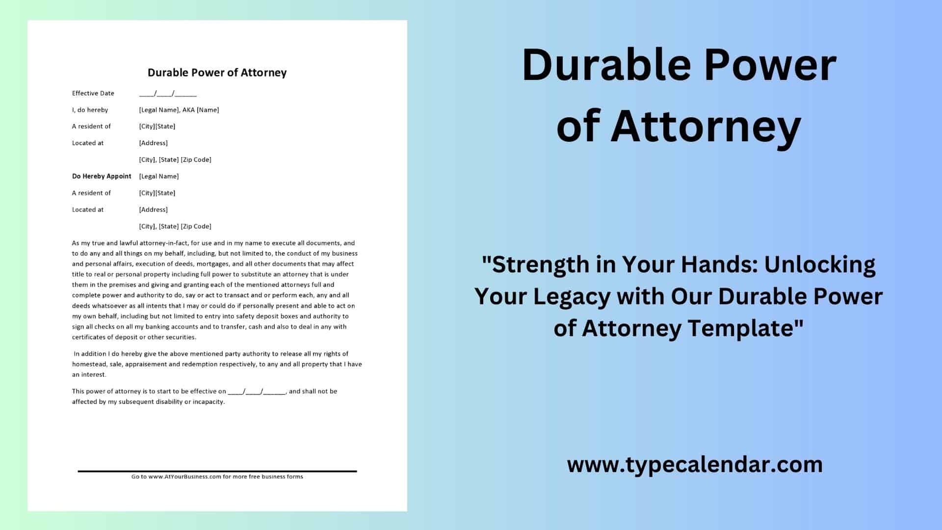durable power of attorney form free printable durable power of attorney form free printable