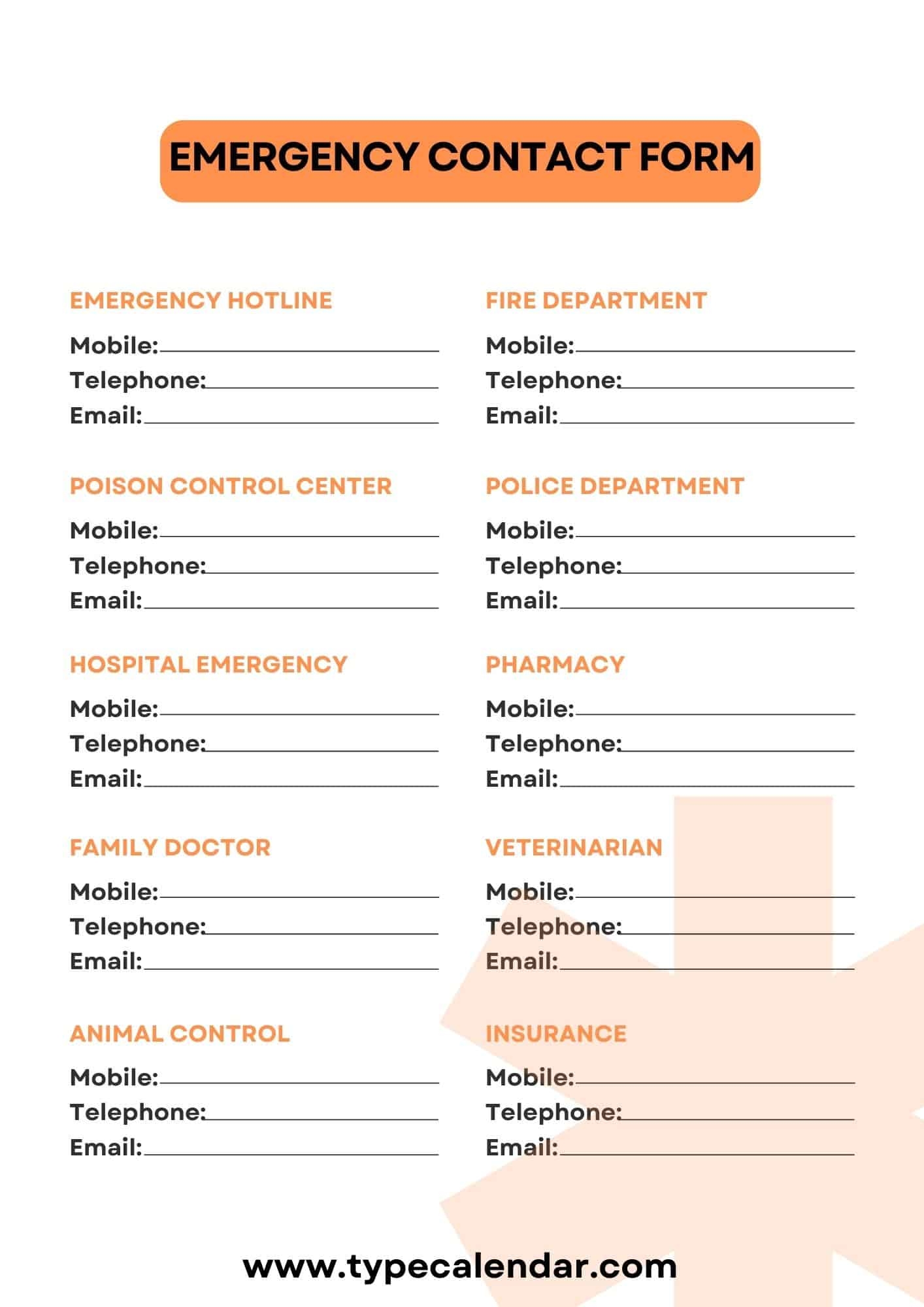 employee emergency contact form