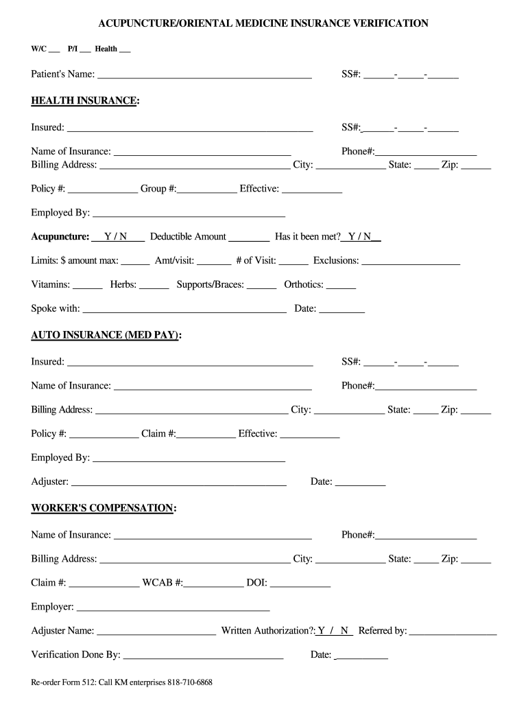 Free Printable Insurance Verification Form Fill Out Sign Online DocHub