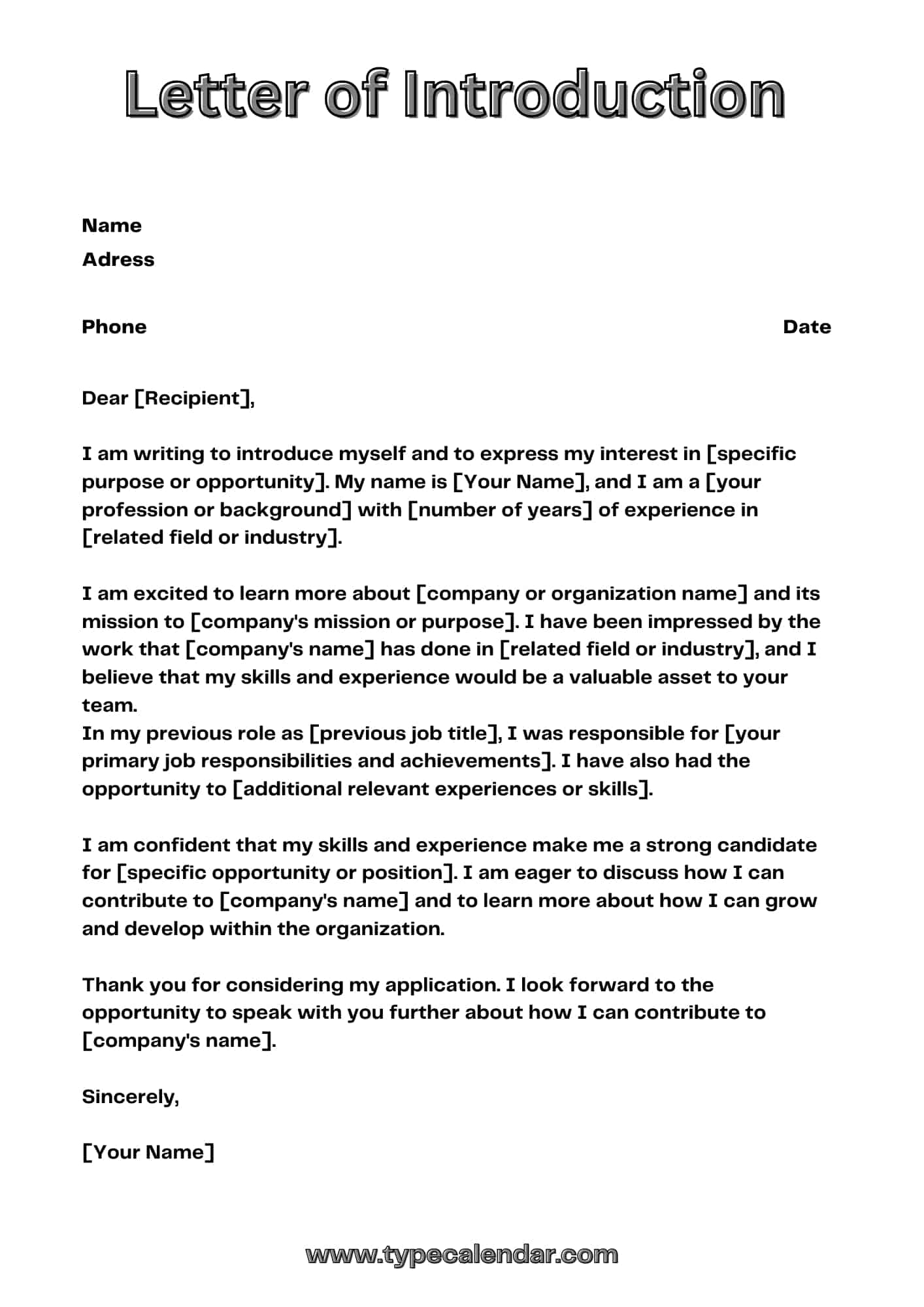 Free Printable Letter Of Introduction Templates Teacher School Business Job 