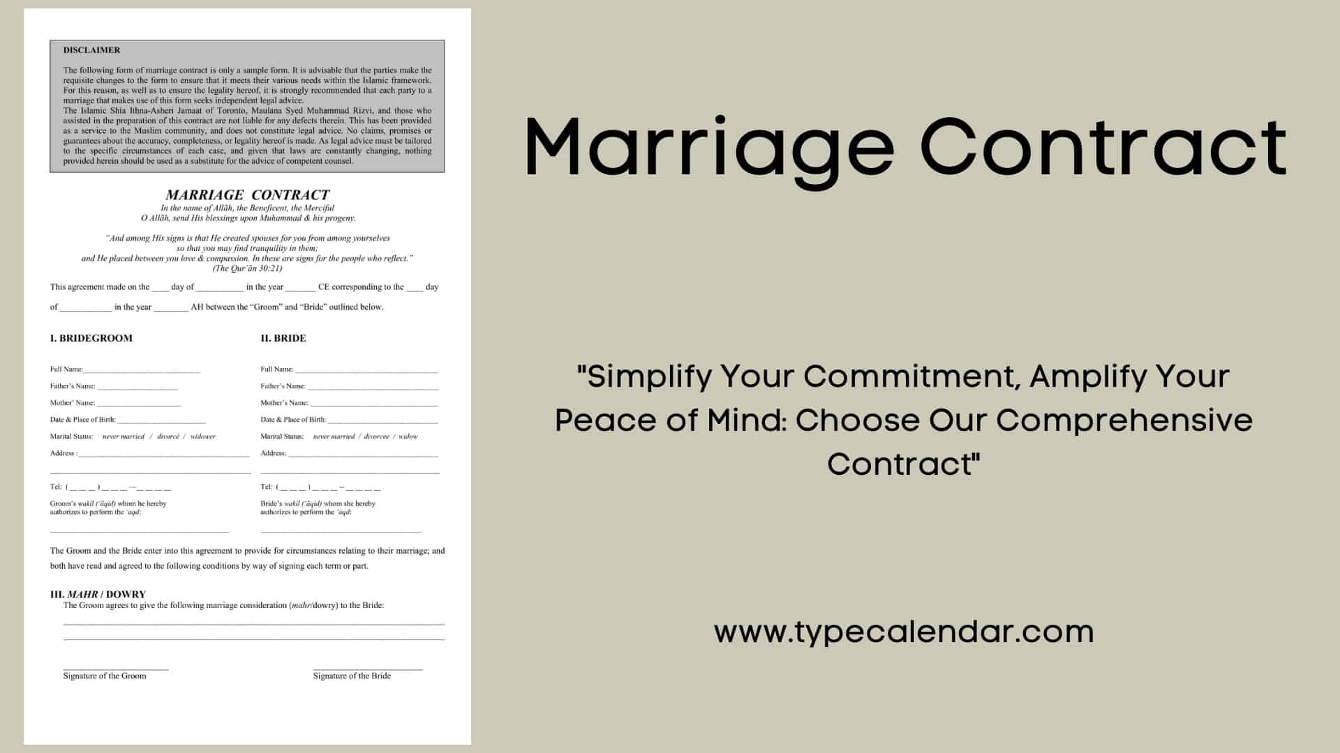 Free Printable Marriage Contract Templates PDF Word Free Printable Marriage Contract Templates PDF Word