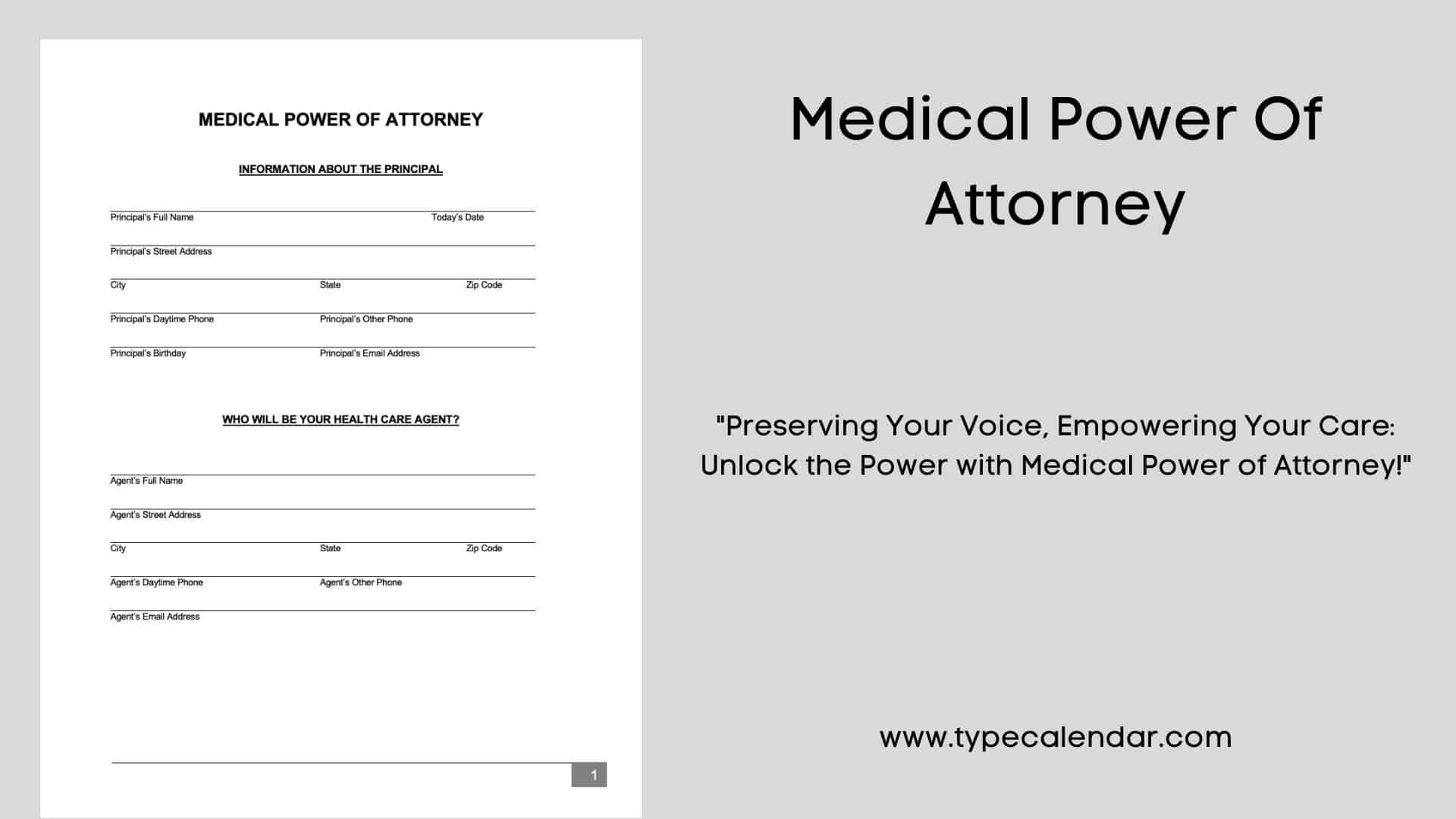 free printable medical power of attorney form
