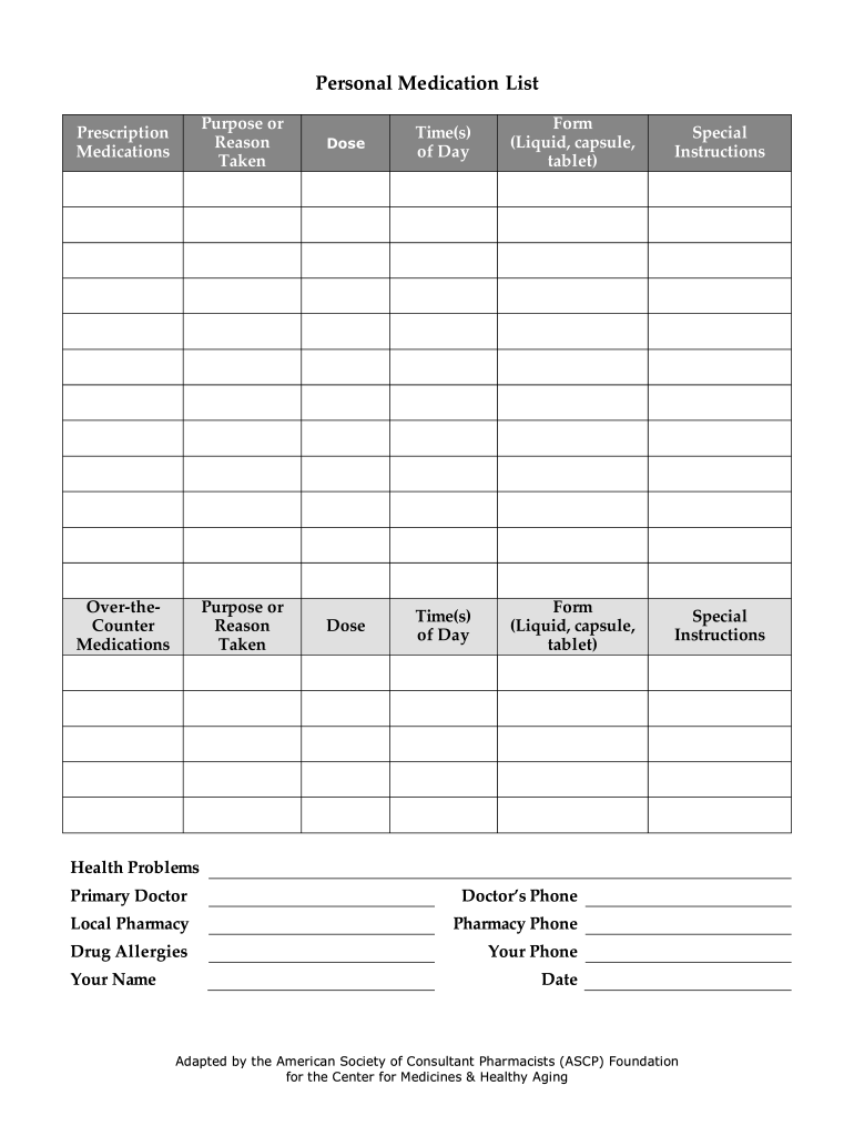 printable medication log form