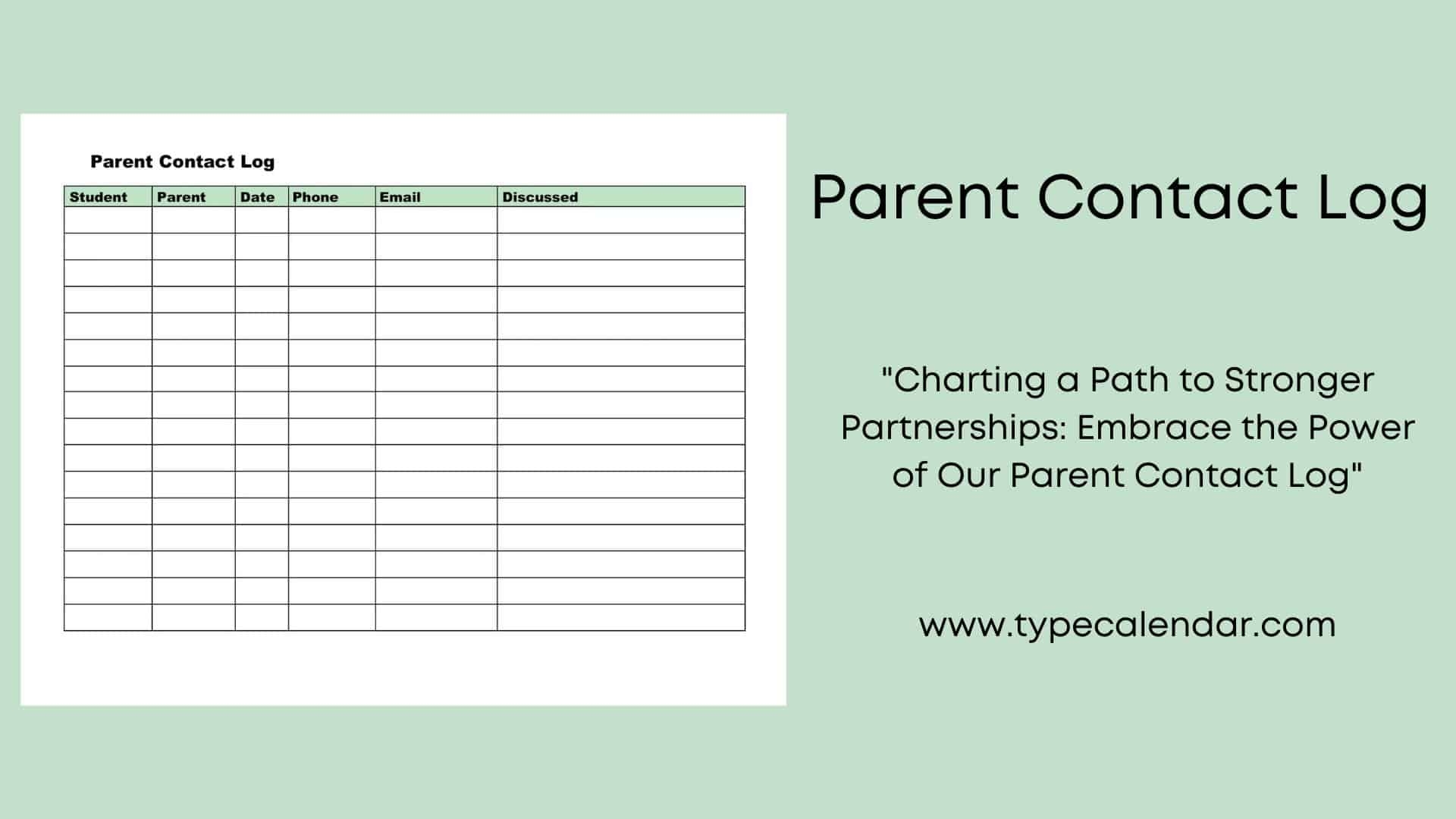 Free Printable Parent Contact Log Templates PDF Word Excel 