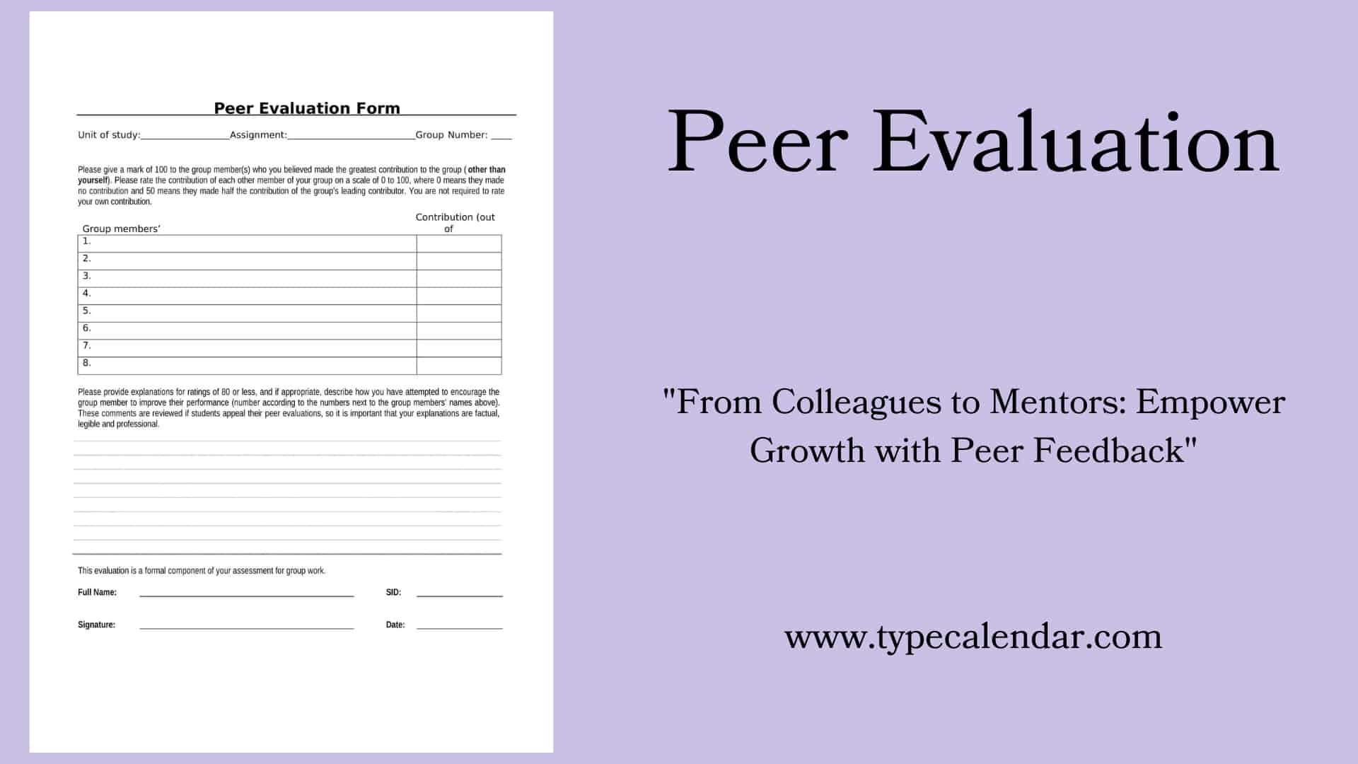 Free Printable Peer Evaluation Templates PDF Excel Students Group Work Free Printable Peer Evaluation Templates PDF Excel Students Group Work