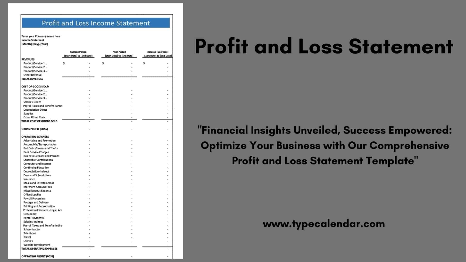 profit and loss form
