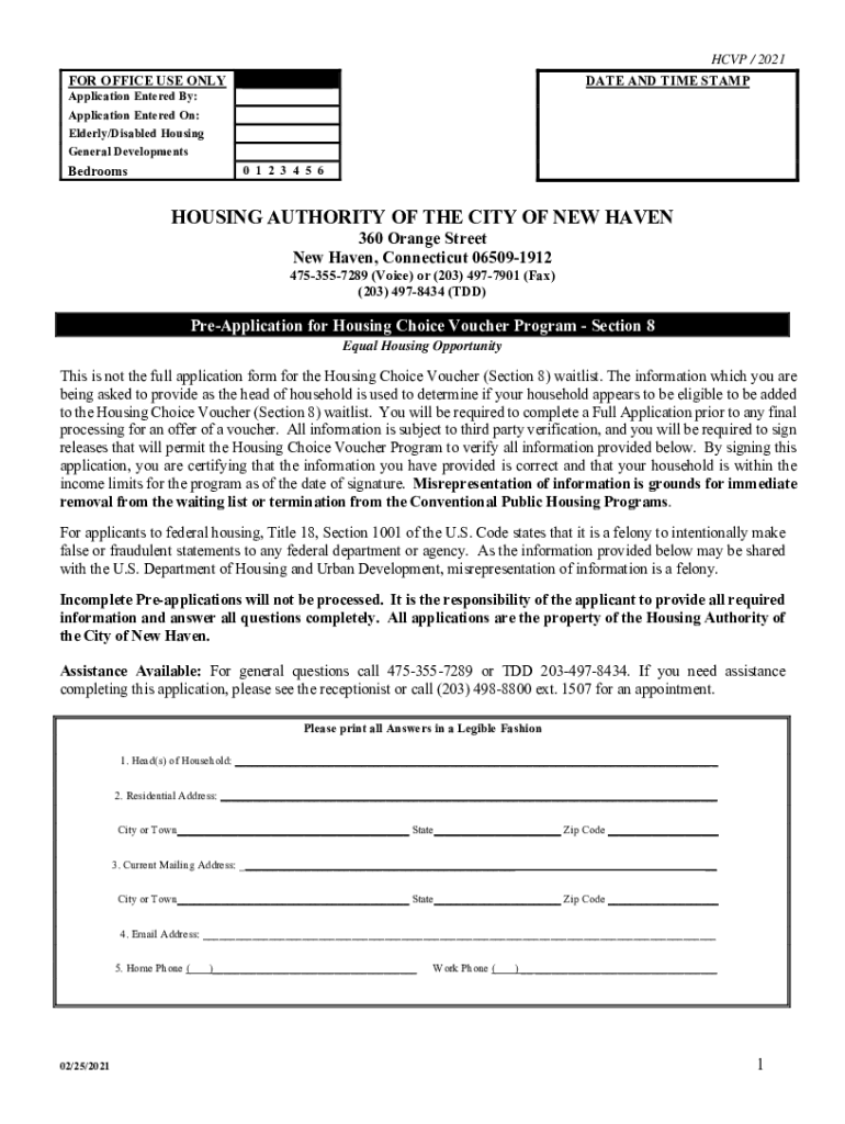 free printable section 8 application form