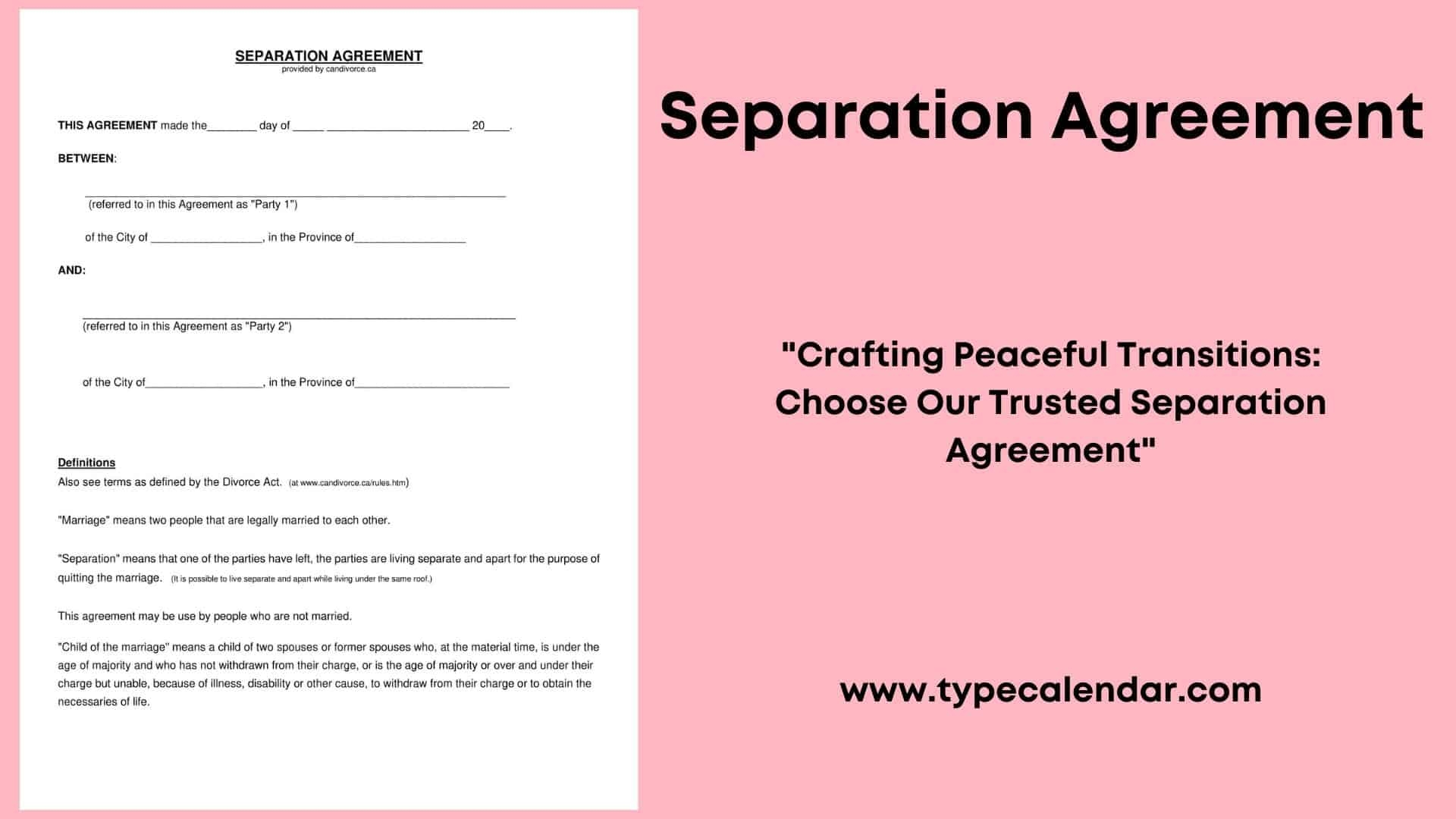 Free Printable Separation Agreement Templates PDF Word 