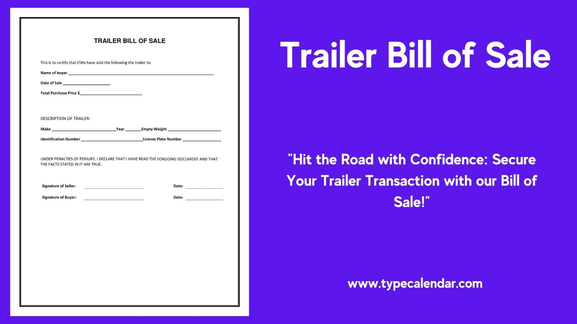 Free Printable Trailer Bill Of Sale Templates Word Excel PDF Example Free Printable Trailer Bill Of Sale Templates Word Excel PDF Example