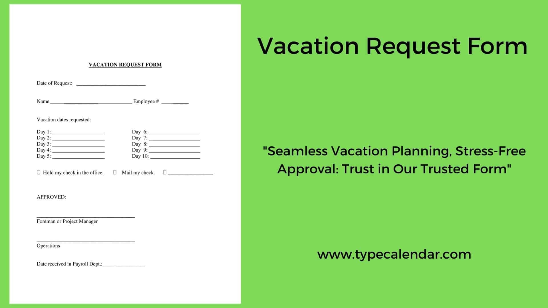 Free Printable Vacation Request Form Templates PDF Word Excel 