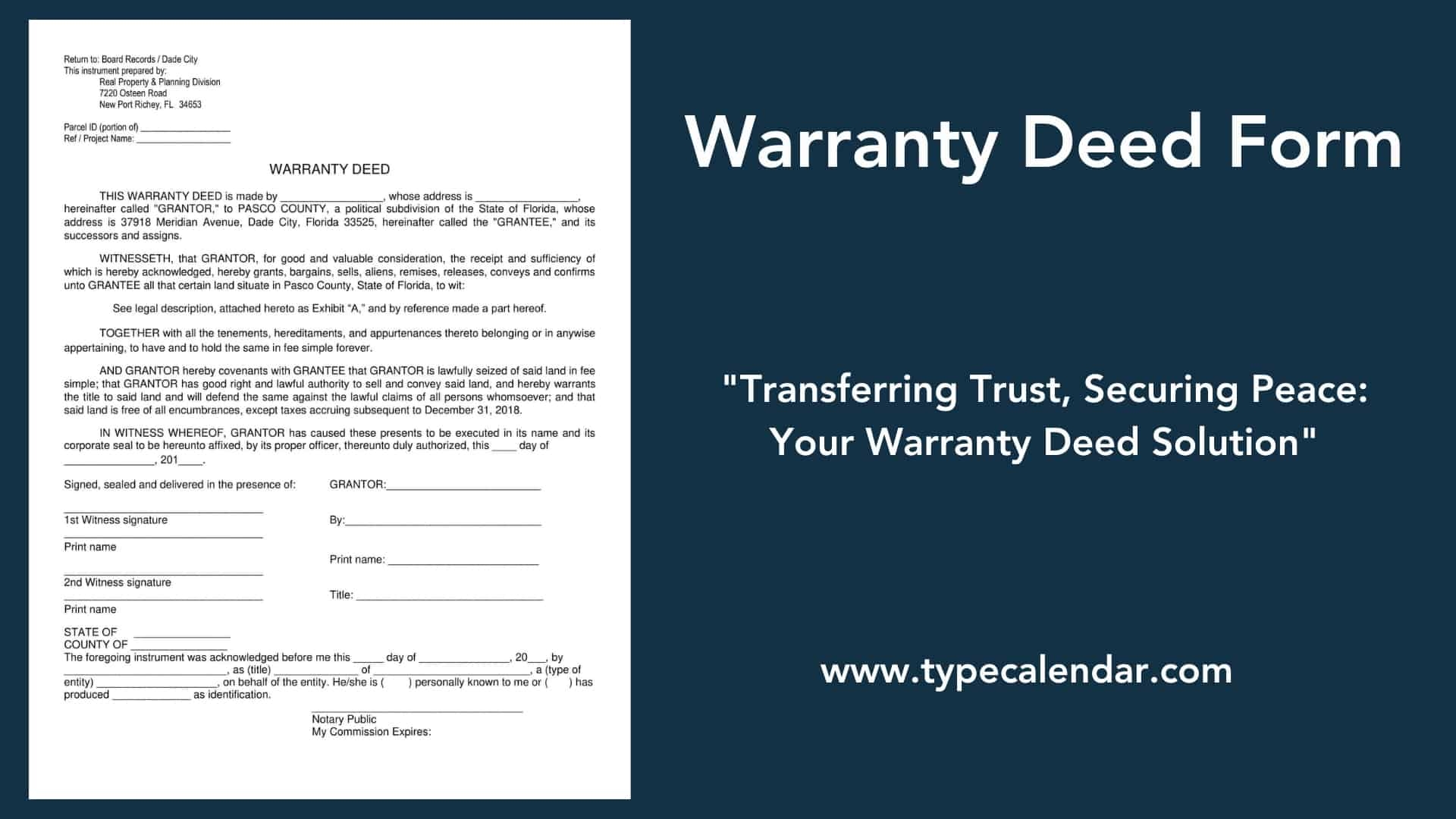 Free Printable Warranty Deed Form Templates PDF Word 