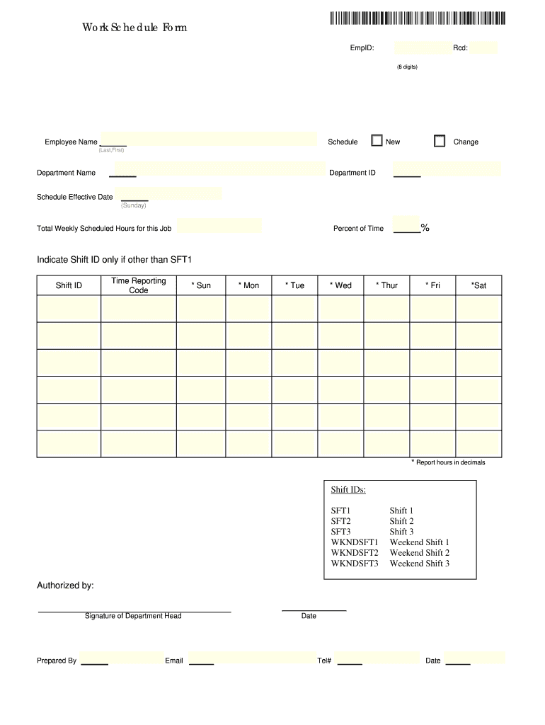 Free Printable Work Schedule Forms Fill Out Sign Online DocHub