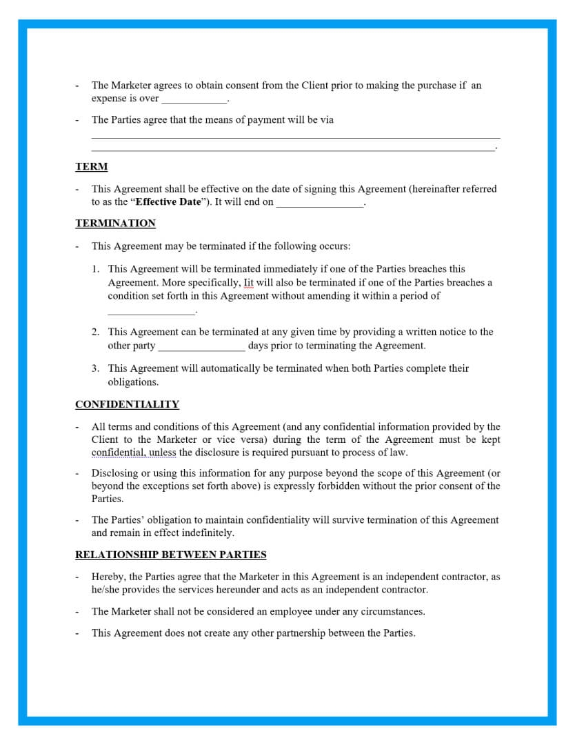 Free Professional Marketing Agreement Template For Download Free Professional Marketing Agreement Template For Download