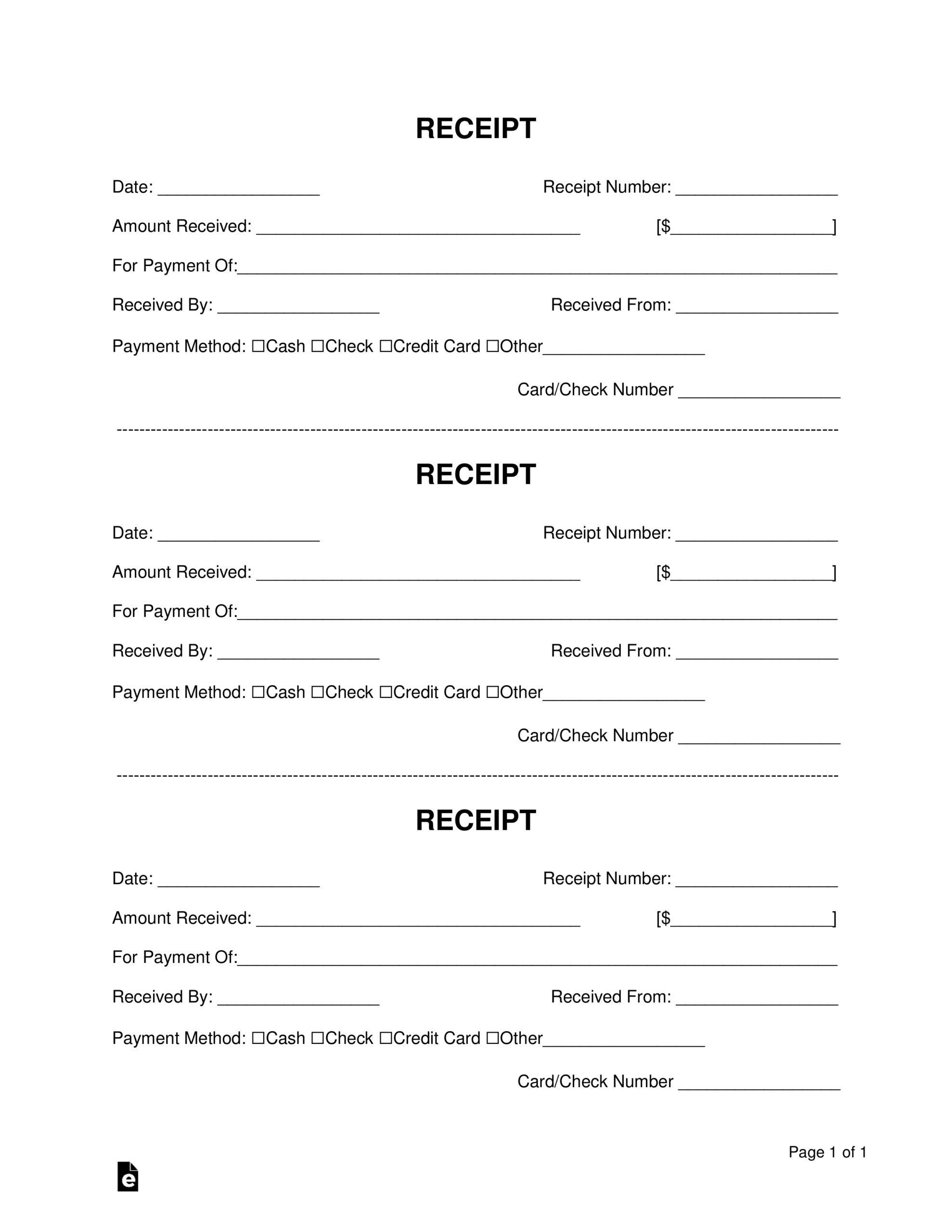 blank receipt form