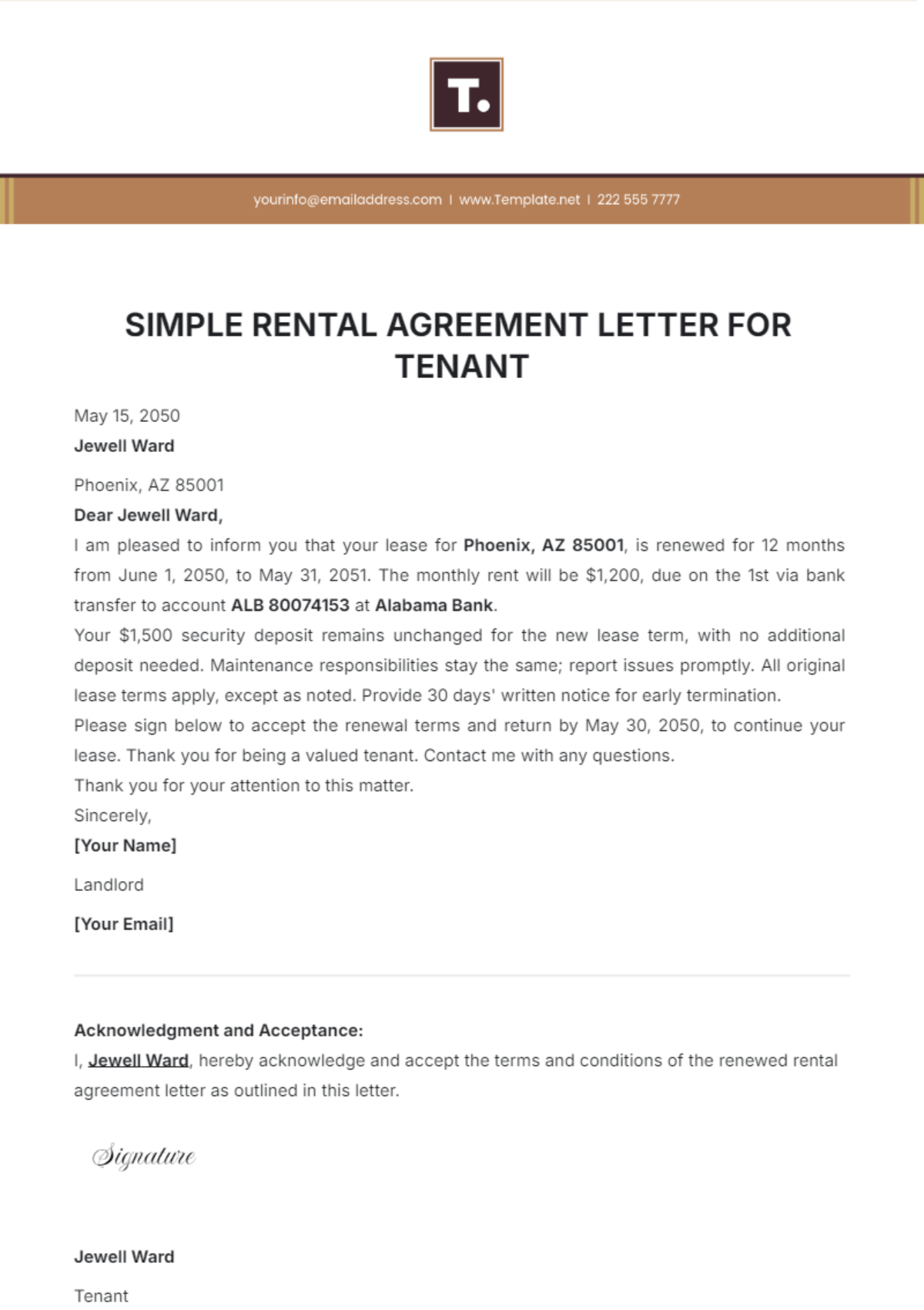 Free Rental Agreement Letter Templates Editable And Printable Free Rental Agreement Letter Templates Editable And Printable