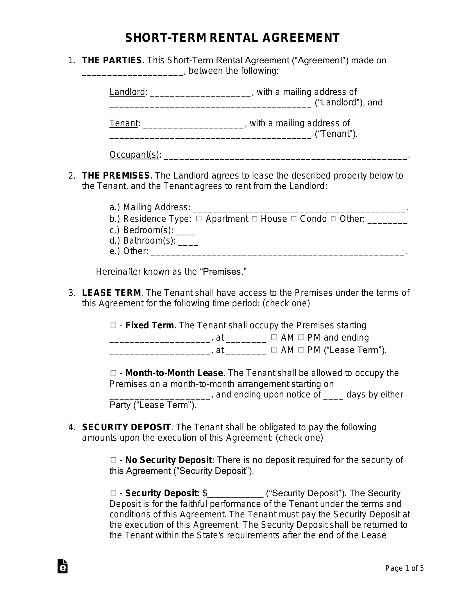 Free Rental Lease Agreement Templates 15 PDF Word EForms