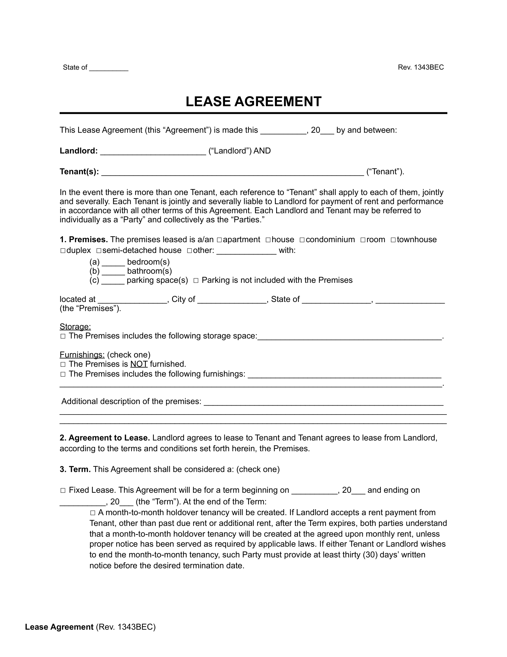 Free Rental Lease Agreement Templates PDF Word Free Rental Lease Agreement Templates PDF Word