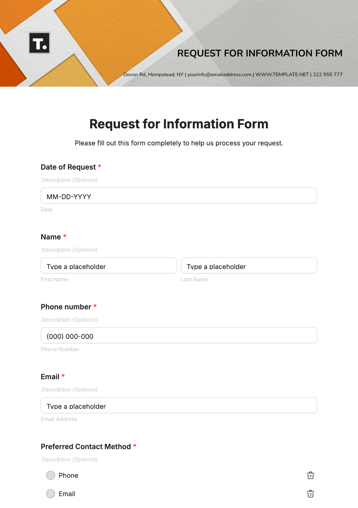 Free Request For Information Form Templates To Edit Online Free Request For Information Form Templates To Edit Online
