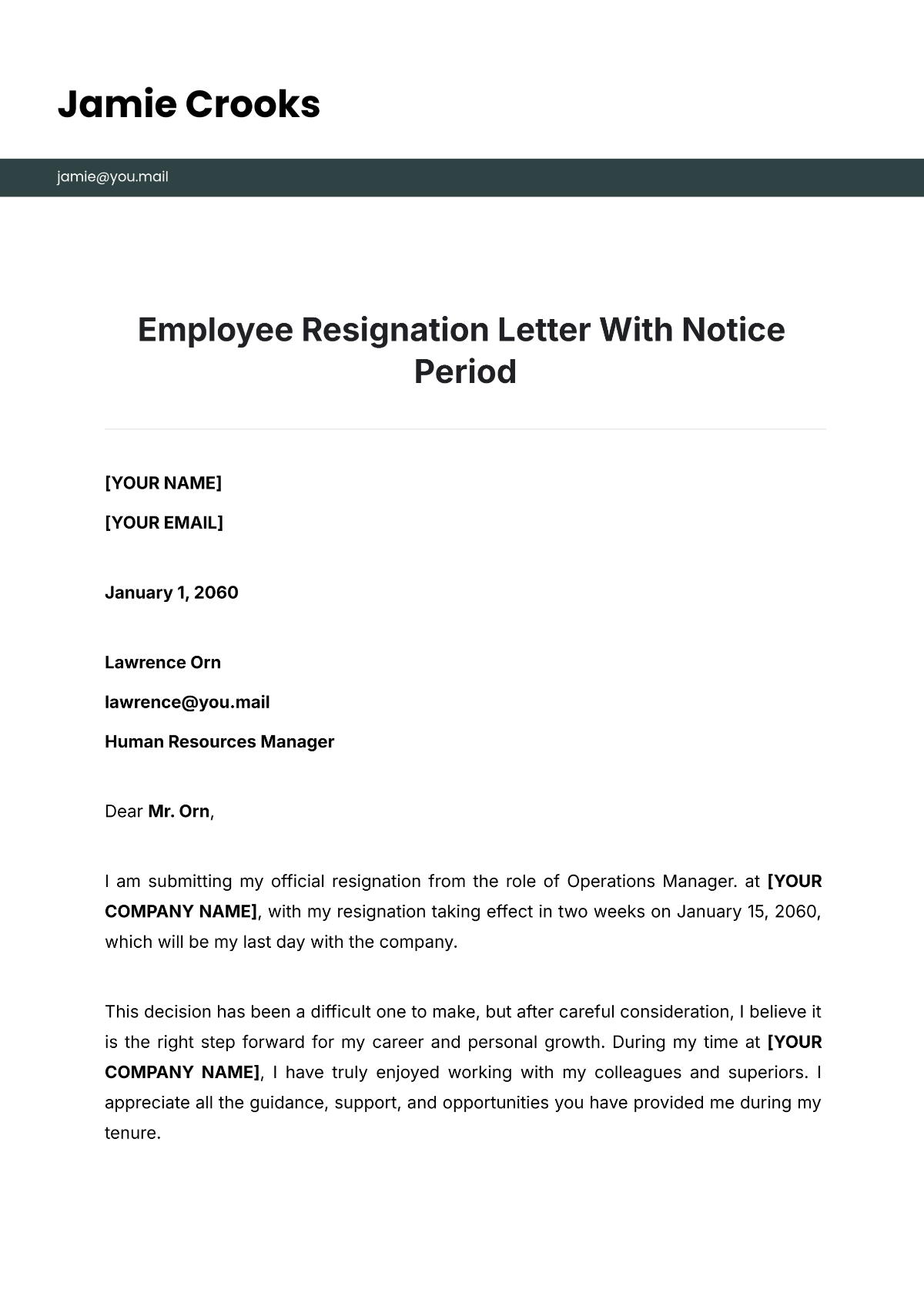 Free Resignation Letter Templates Editable And Printable Free Resignation Letter Templates Editable And Printable