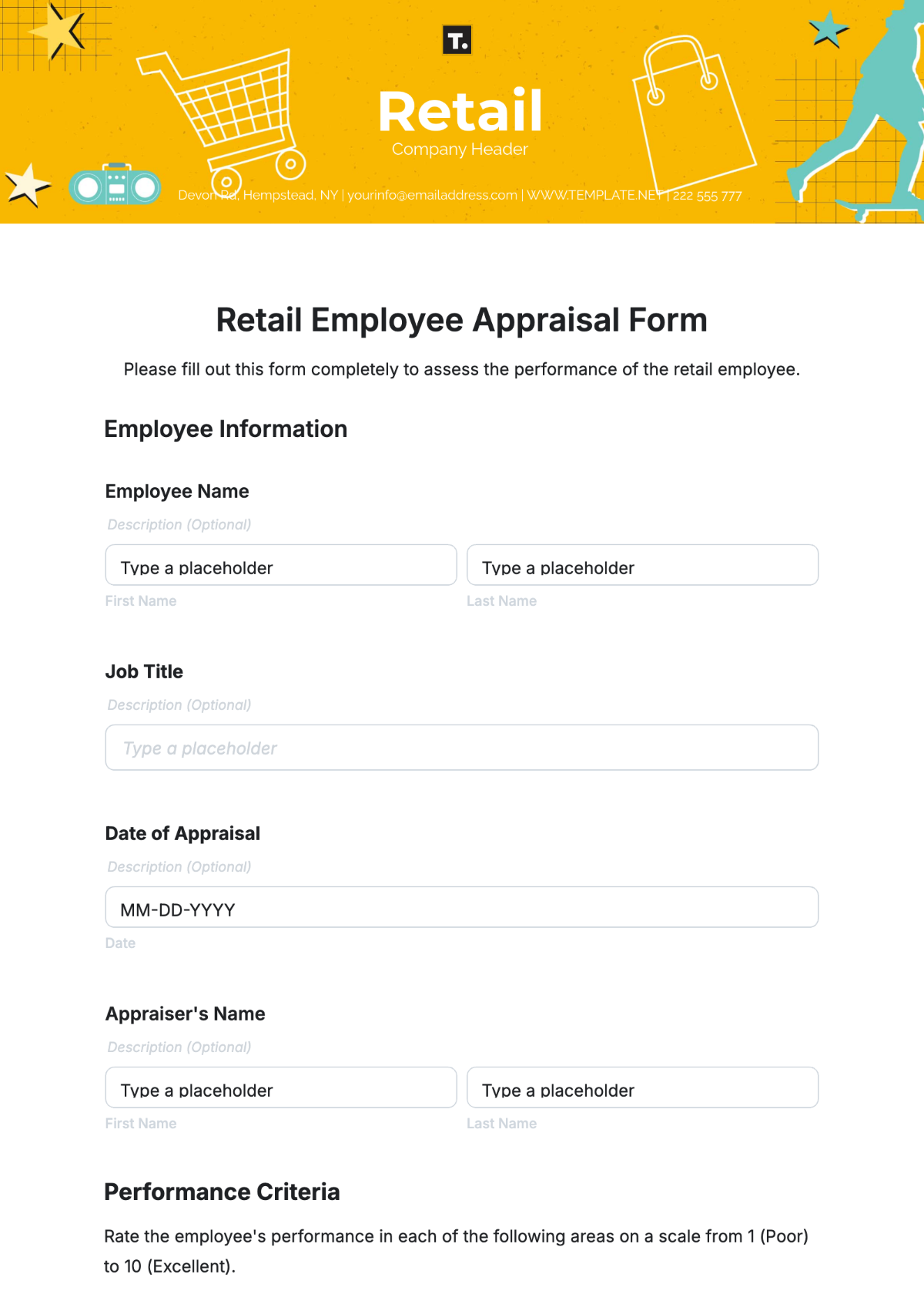 Free Retail Employee Appraisal Form Template To Edit Online