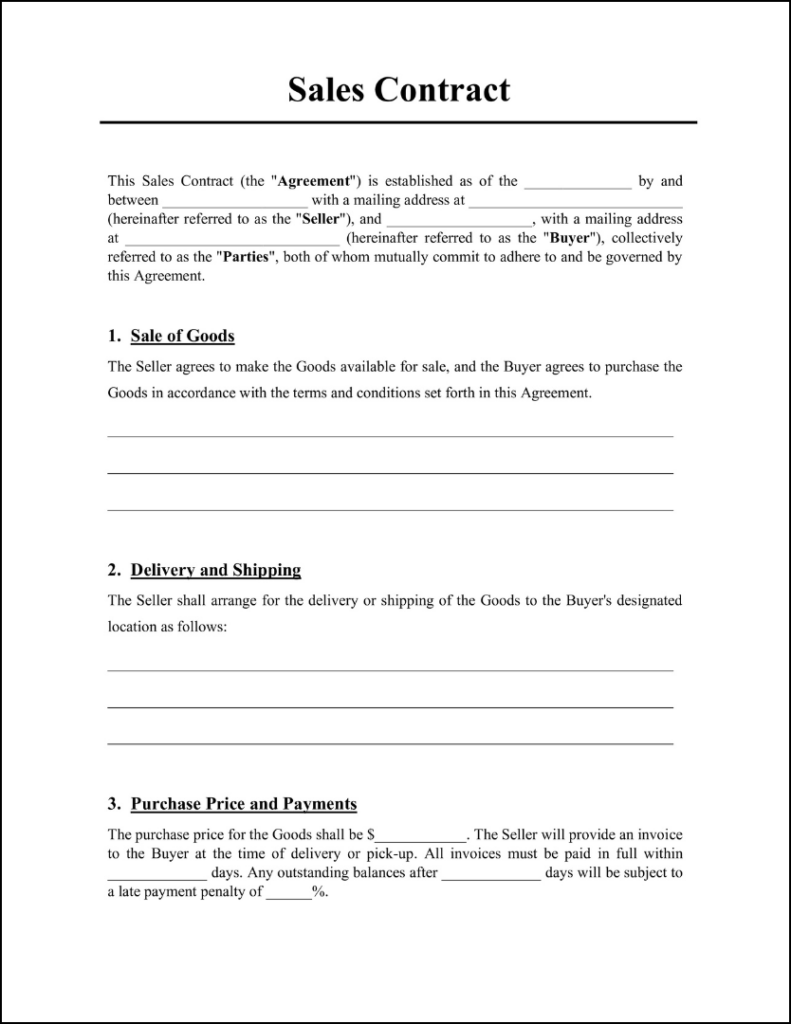 Free Sales Contract Template Easily Editable Free Sales Contract Template Easily Editable