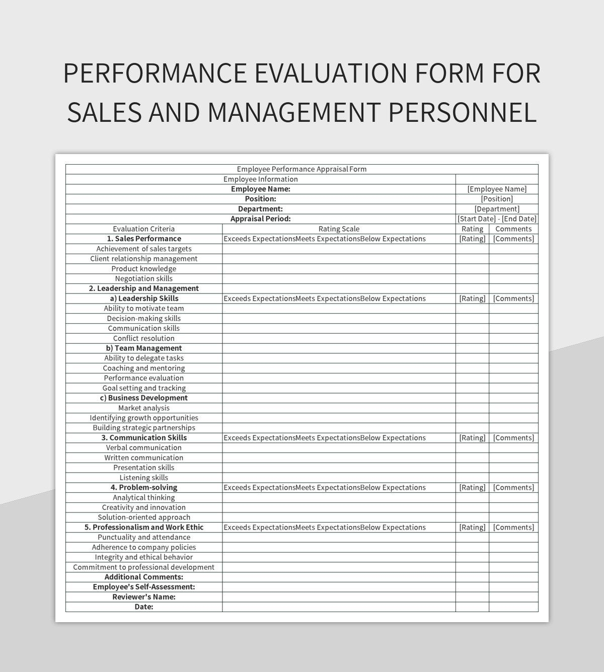 Free Salesperson Performance Appraisal Form Templates For Google Sheets And Microsoft Excel Slidesdocs Free Salesperson Performance Appraisal Form Templates For Google Sheets And Microsoft Excel Slidesdocs