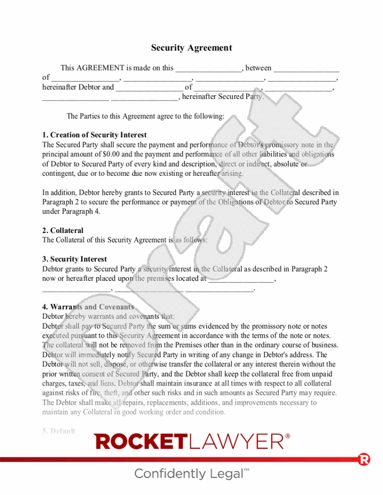 Free Security Agreement Make Download Rocket Lawyer