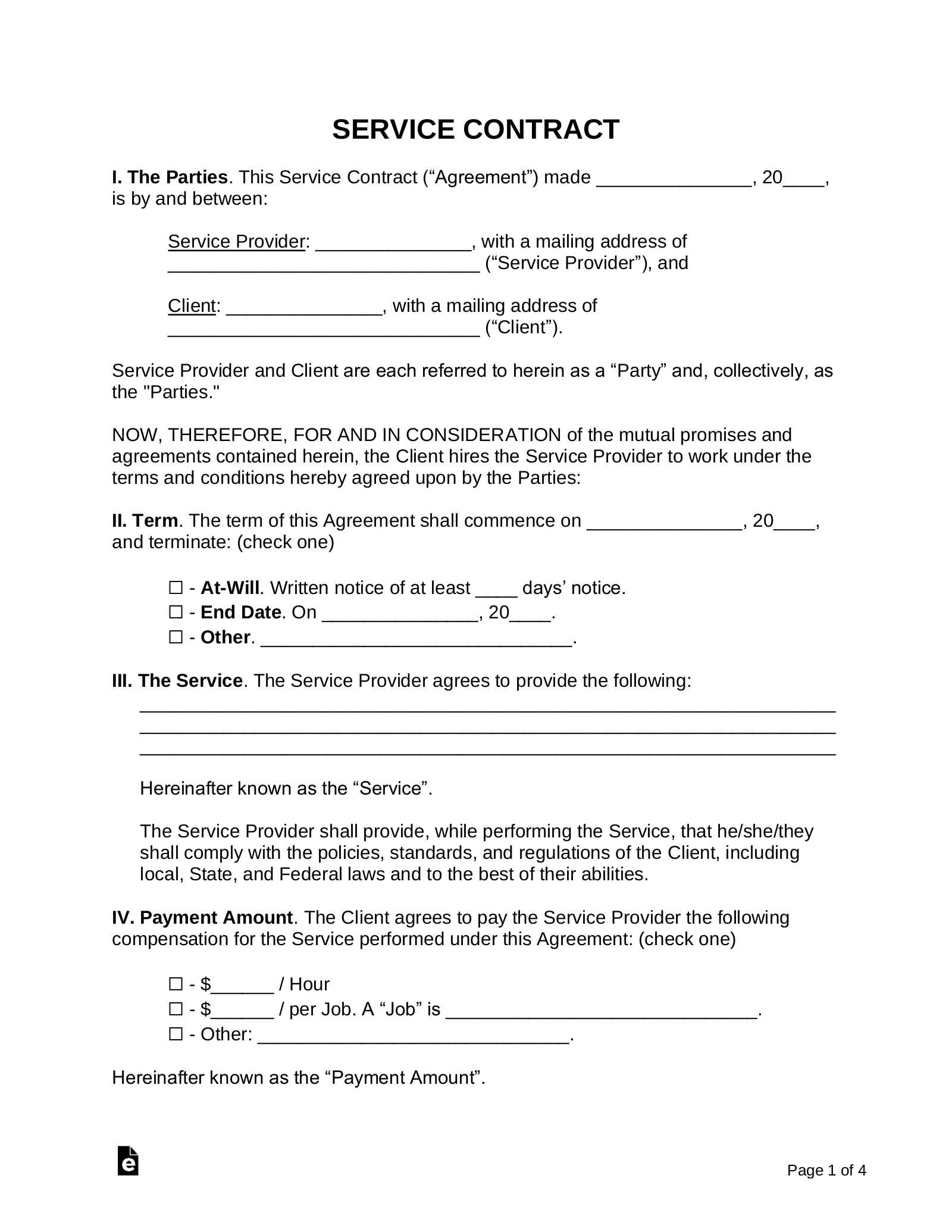 Free Service Contract Templates 15 PDF Word EForms