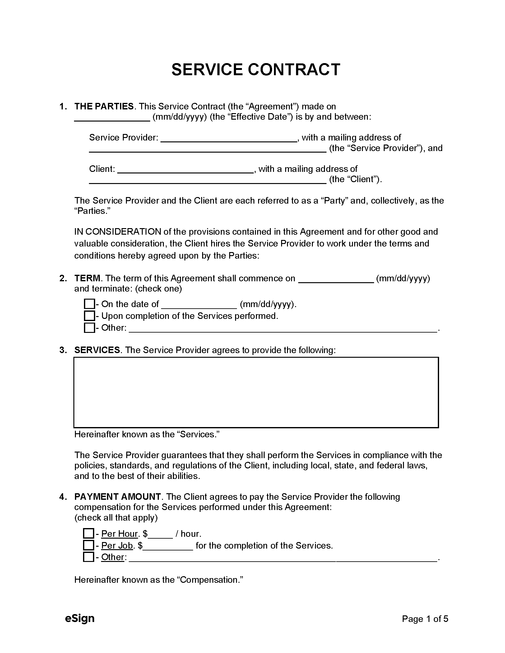 service contract approval form