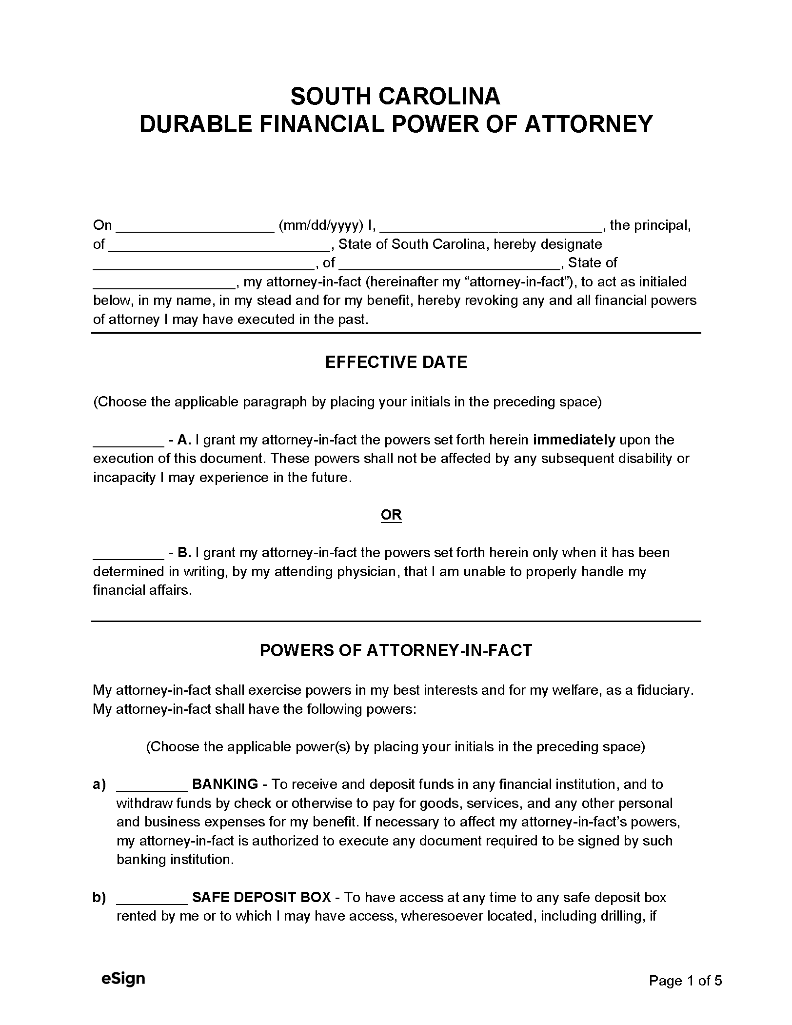 Free South Carolina Power Of Attorney Forms PDF Word Free South Carolina Power Of Attorney Forms PDF Word