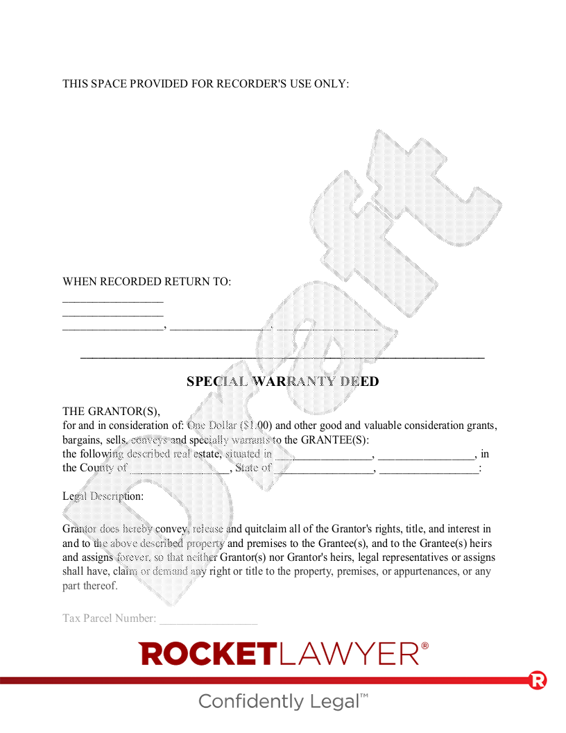 Free Special Warranty Deed Template FAQs Rocket Lawyer Free Special Warranty Deed Template FAQs Rocket Lawyer